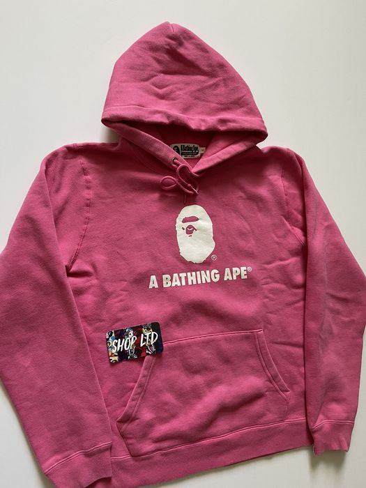 Bape A Bathing Ape Pink College Logo Pullover Hoodie | Grailed