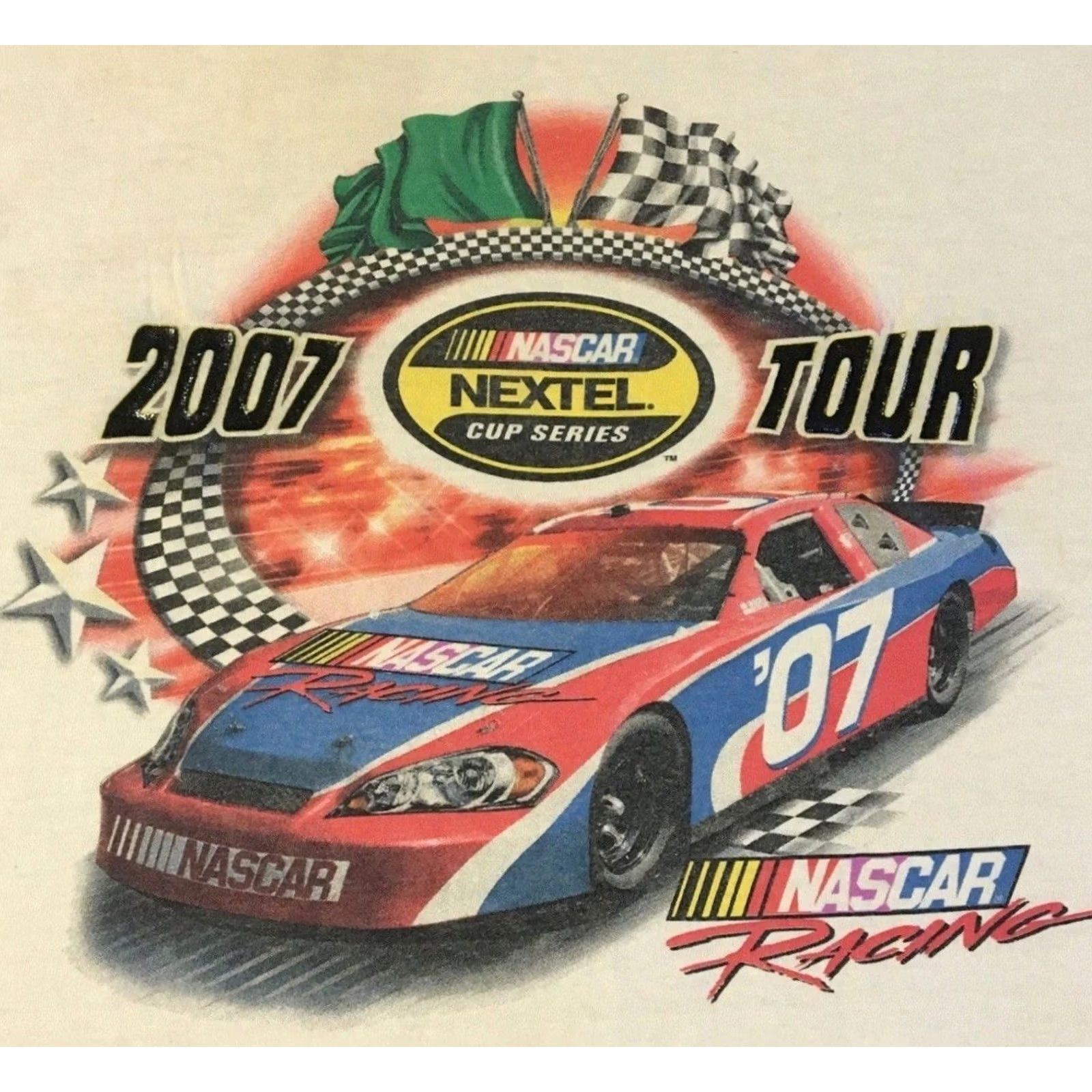 NASCAR VINTAGE NASCAR Shirt L White 90s Grunge Biker Cars Racing Distressed All Over Print Mens XL Size US L / EU 52-54 / 3 - 3 Thumbnail