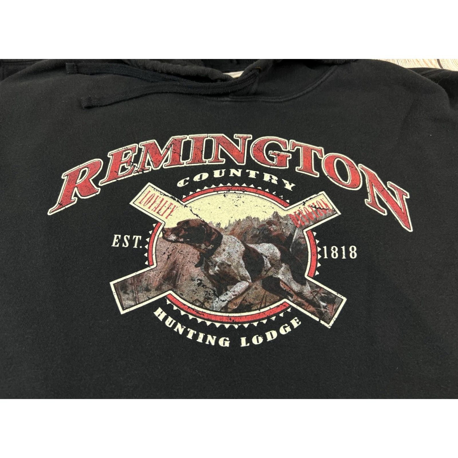 Vintage VINTAGE Remington Black Sweatshirt Hoodie Mens Large Hooded Pullover Dogs Outdoor Animals Retro Bohemian Classic Night Size US L / EU 52-54 / 3 - 3 Thumbnail