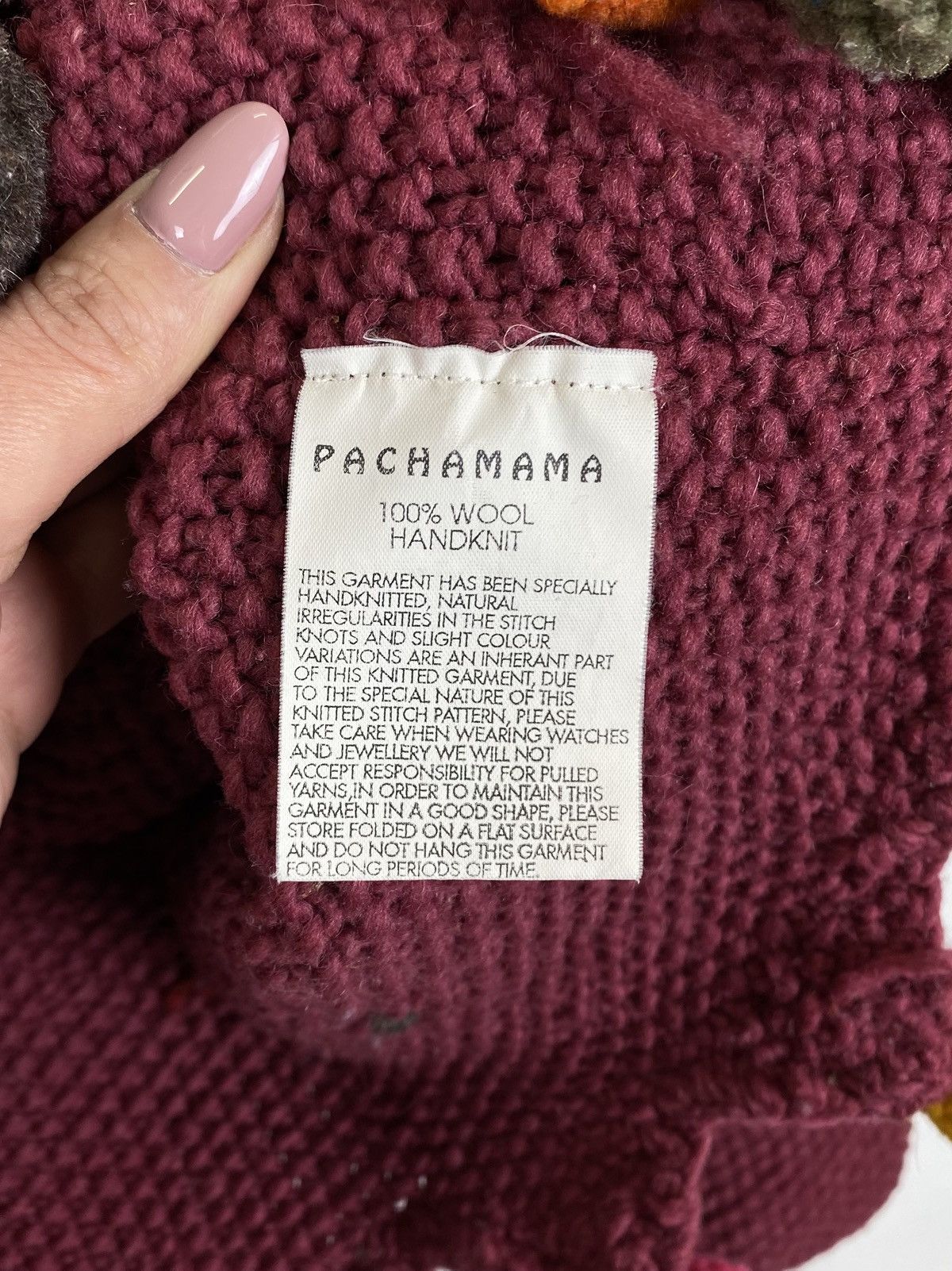 Handmade Vintage Pachamama Hand Knit Buttons Cardigan 90’s With Bubo Size US L / EU 52-54 / 3 - 7 Thumbnail