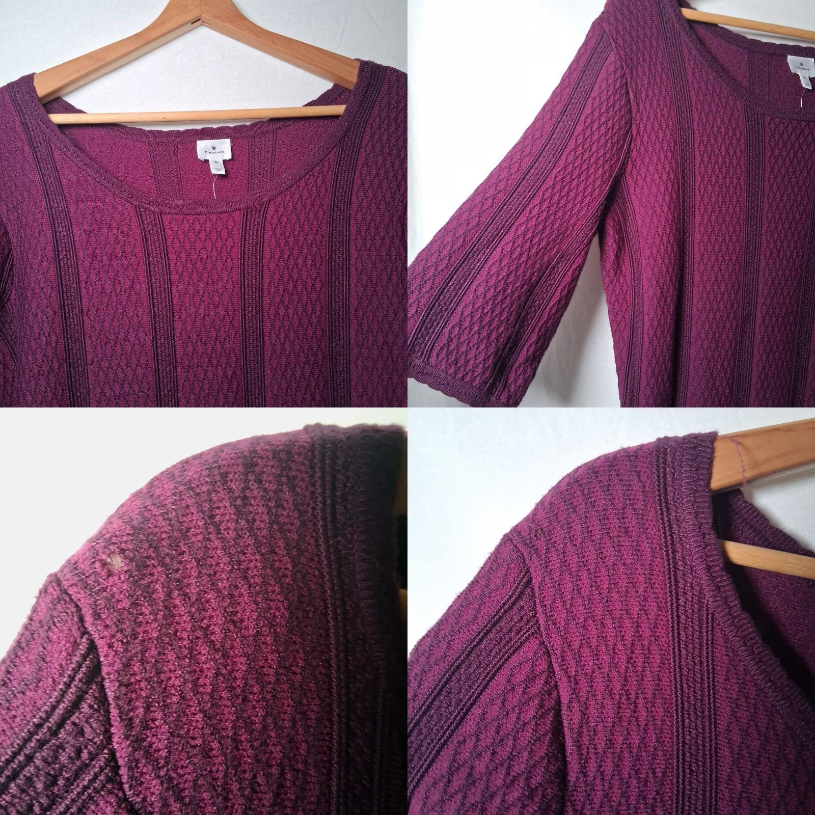 Vintage VINTAGE Dressbarn Sweater Dress XL Diamond Knit Maroon Whimsygoth READ Flawed Size XL / US 12-14 / IT 48-50 - 8 Thumbnail