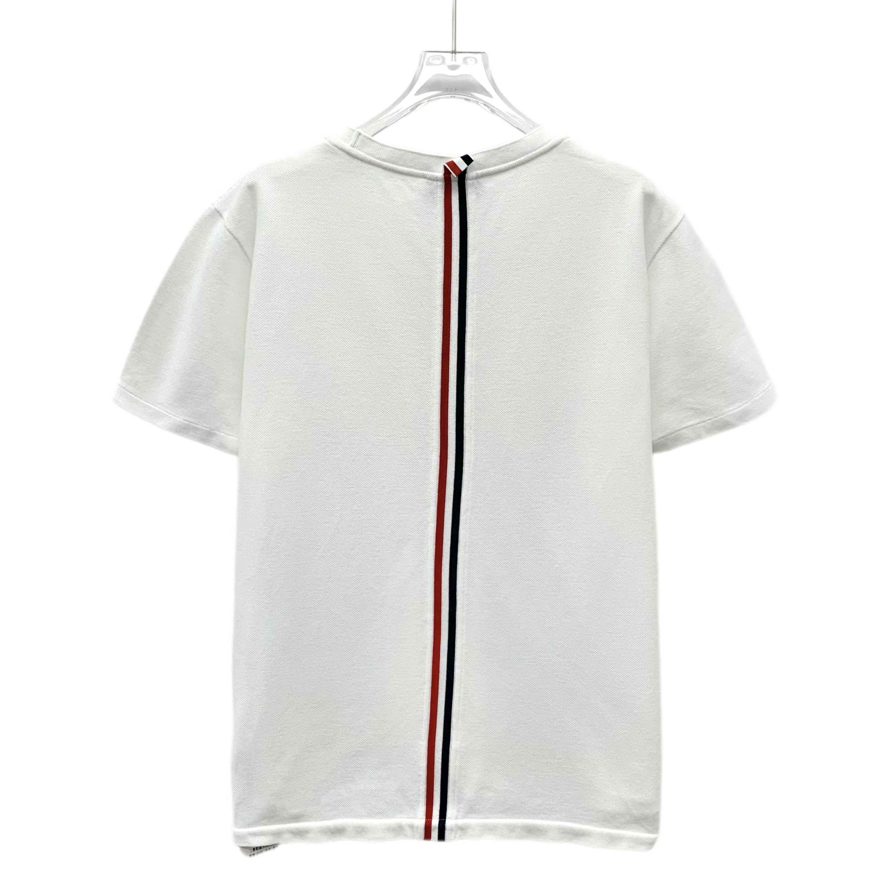 Thom Browne Thom Browne Back Stripe Cotton T-Shirt White (2) Size US M / EU 48-50 / 2 - 2 Thumbnail