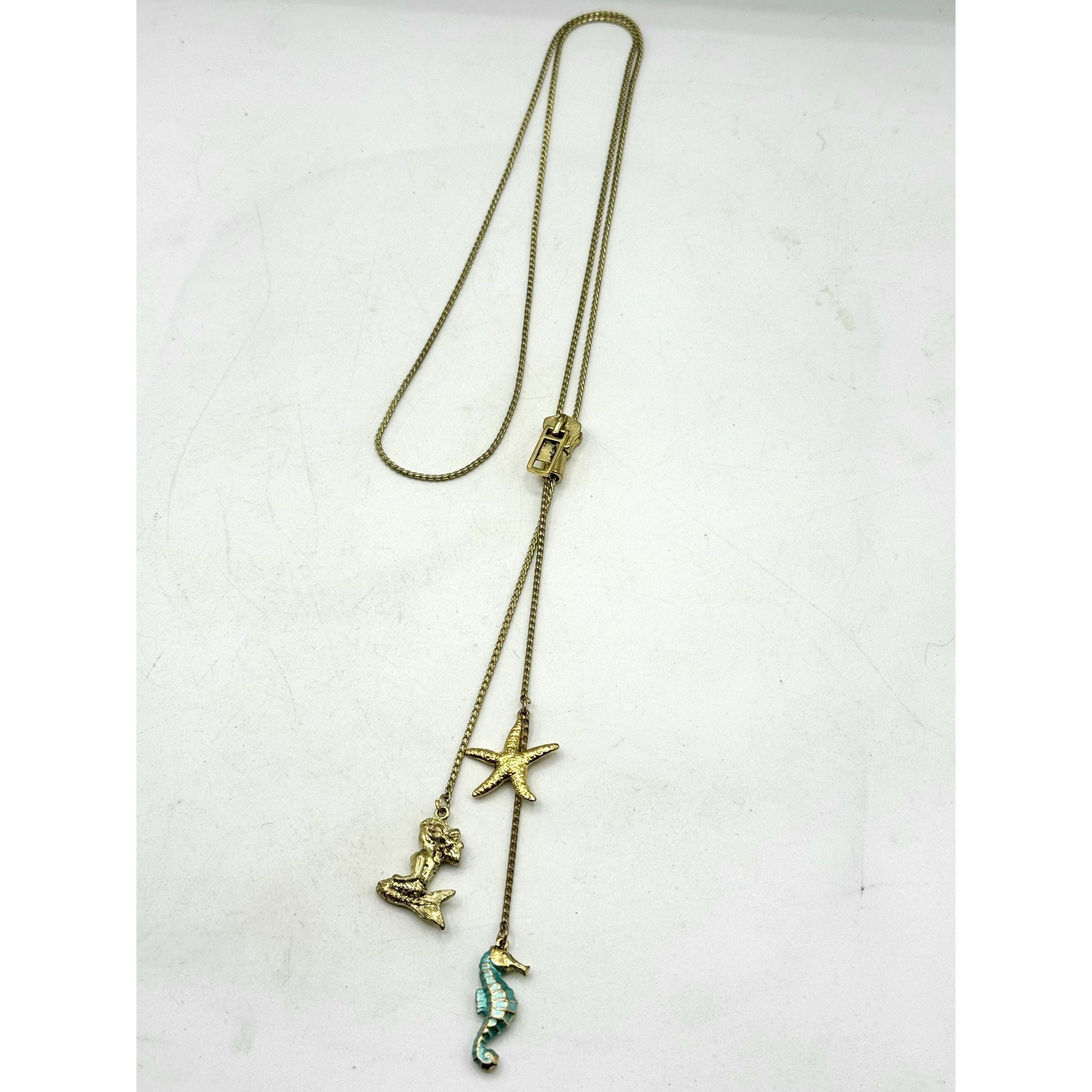 Other Vintage mermaid, starfish, enamel seahorse zipper necklace Size ONE SIZE - 4 Thumbnail