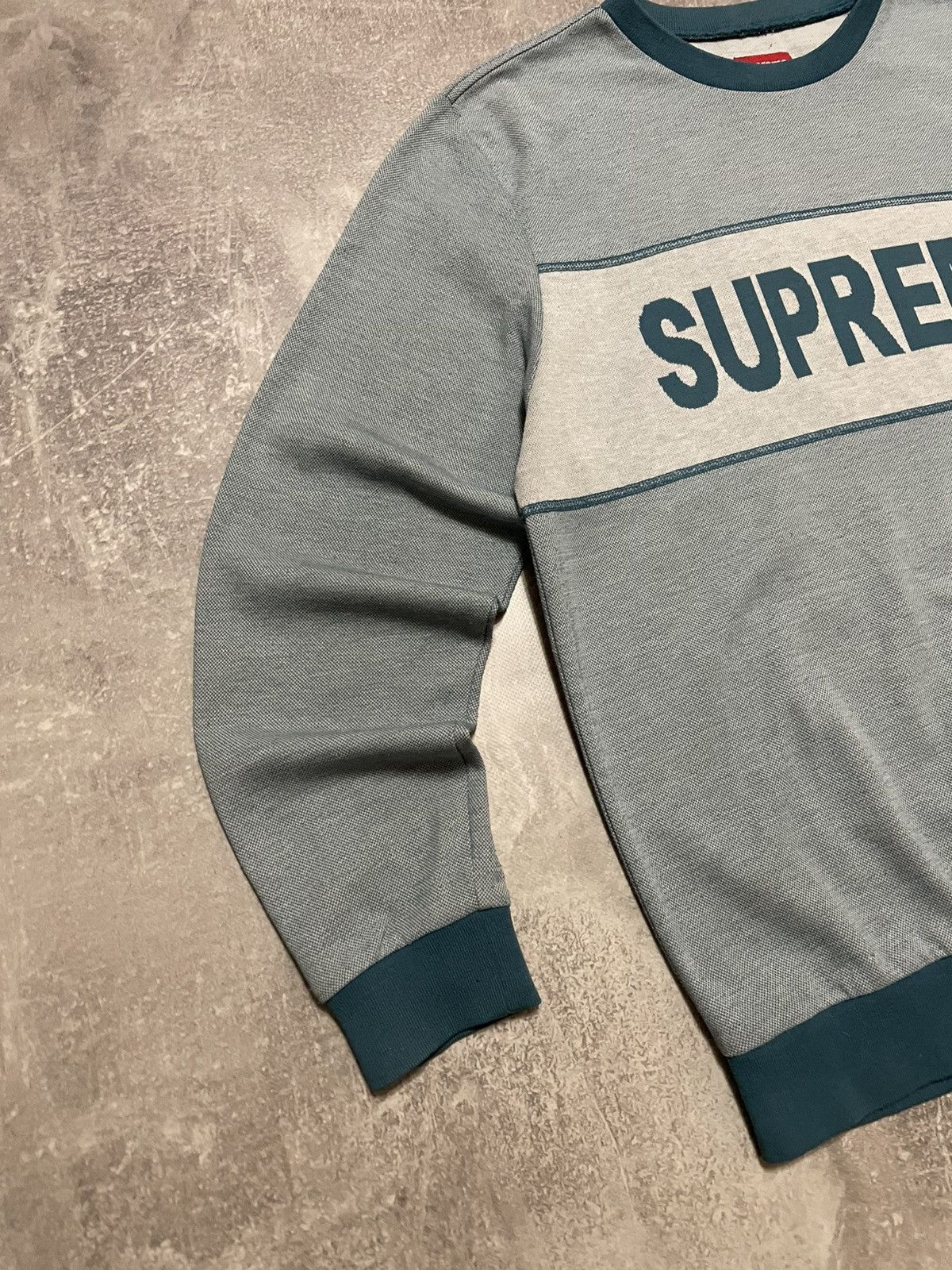 Supreme Supreme Tonal Stripe Logo Crewneck Light Sweater Size US M / EU 48-50 / 2 - 6 Thumbnail