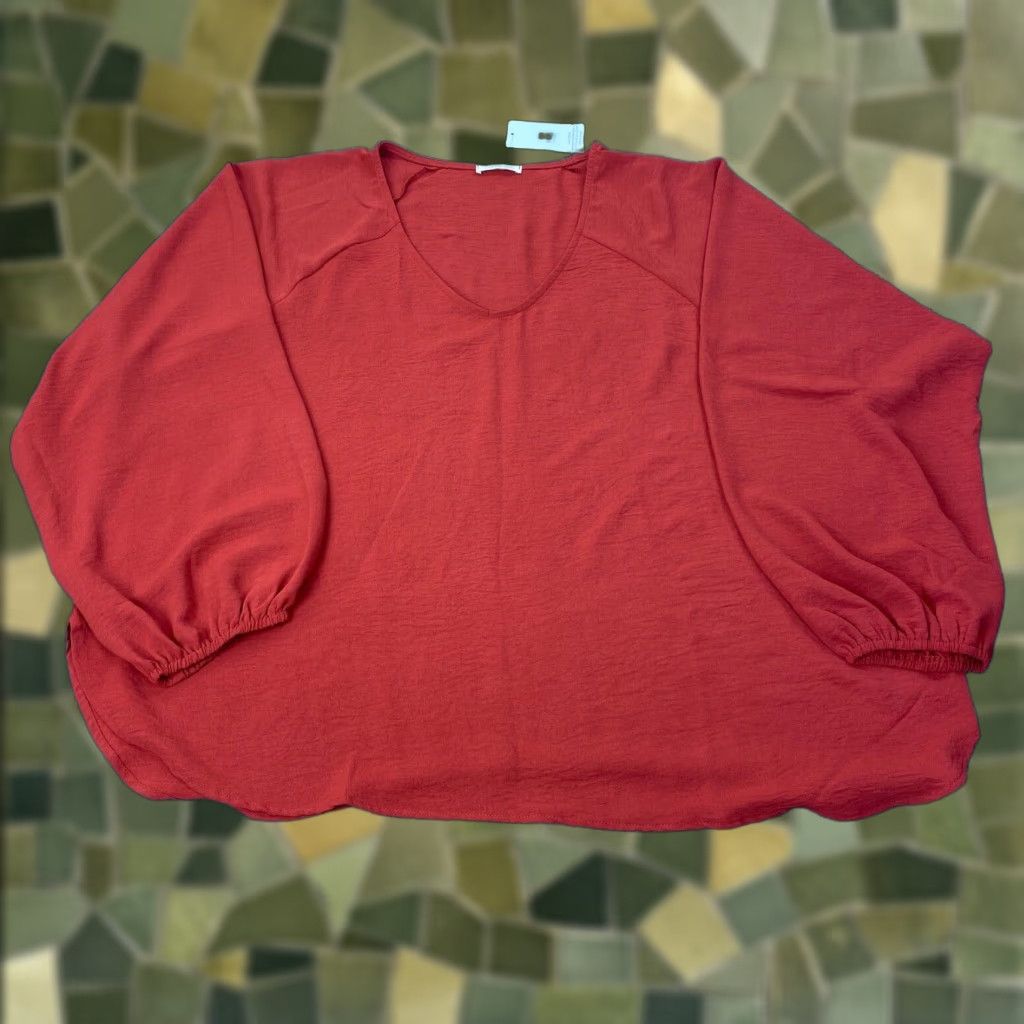 Vintage Cotton Beu Womens Shirt 3X Burnt Orange Long Sleeve Oversized Ballon Sleeve Blouse Shirt Casual Womens 3X Orange Size XXL / US 16-18 / IT 52-54 - 1 Thumbnail
