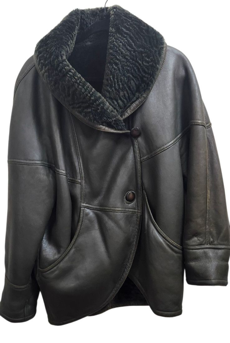 Other Umberto Olivieri Italy Leather Fur Coat Jacket Sparrling Size L / US 10 / IT 46 - 2 Thumbnail