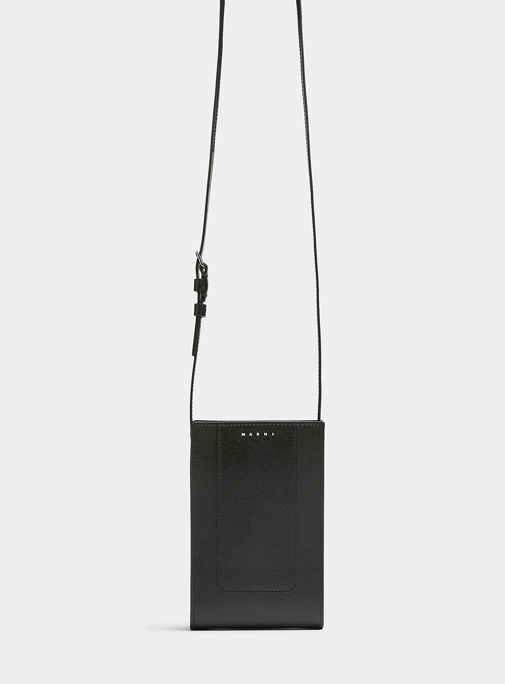 image of Aw22 Marni Cell Phone Shoulder Bag in Black, Men's