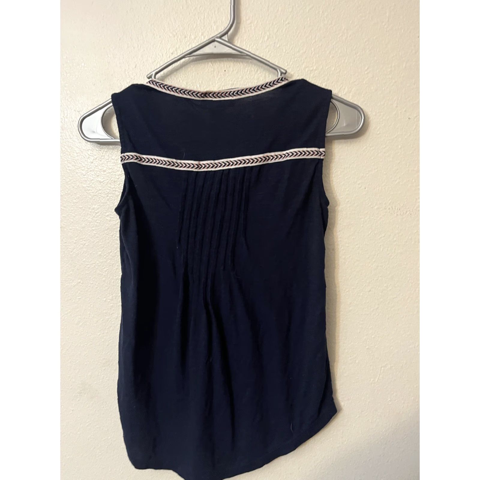 Vintage Style & co. Knit Top Shirt Women PS Petite Sleeveless Navy Blue Solid V-Neck Peasant Knit Top Summer Fall Spring Winter 70% Polyester 30% Rayon Women Size S / US 4 / IT 40 - 3 Thumbnail