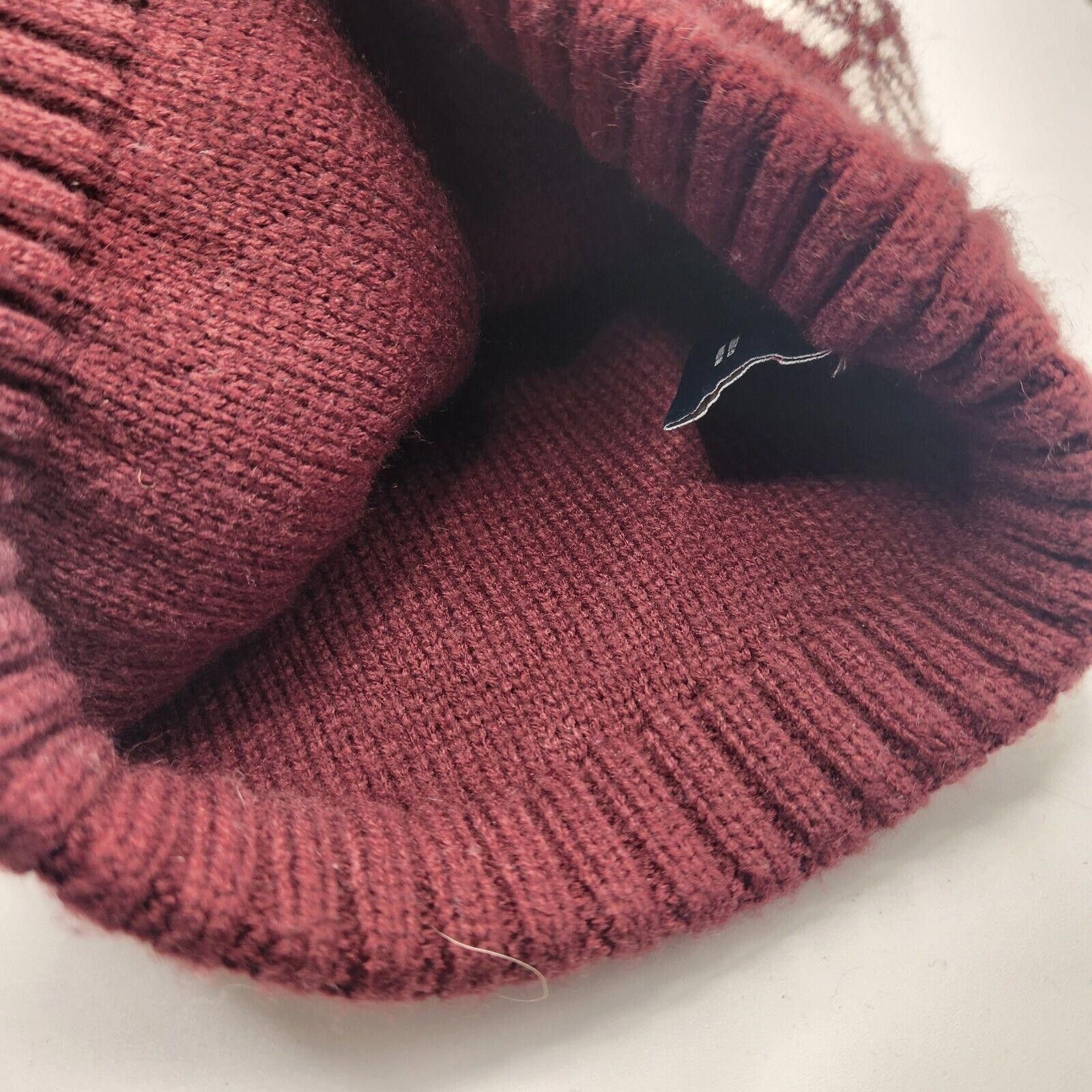 Tommy Hilfiger Tommy Hilfiger Knit Pom Beanie Maroon Unisex Size ONE SIZE - 6 Thumbnail