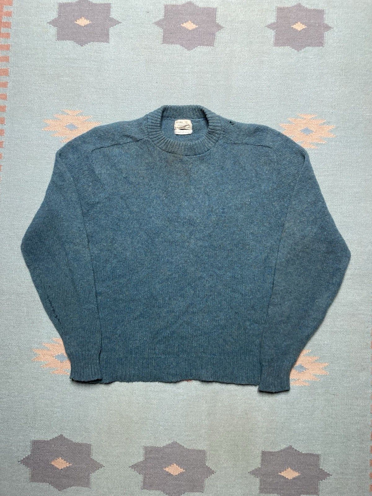 Vintage 50s 60s knit sweater sears wool camel blend distressed large Size US L / EU 52-54 / 3 - 1 Thumbnail