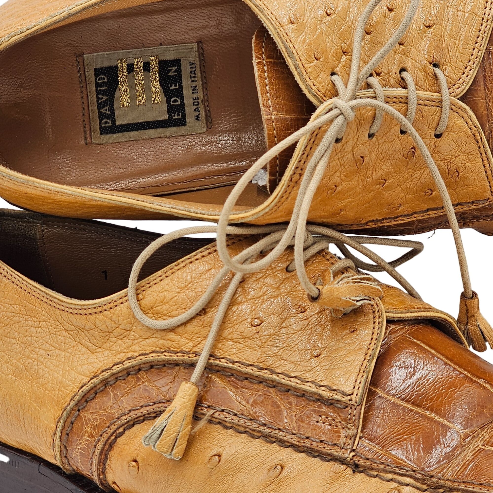 David Eden Vintage David Eden Exotic Ostrich Alligator Derby Italy Men Size US 12 / EU 45 - 11 Thumbnail
