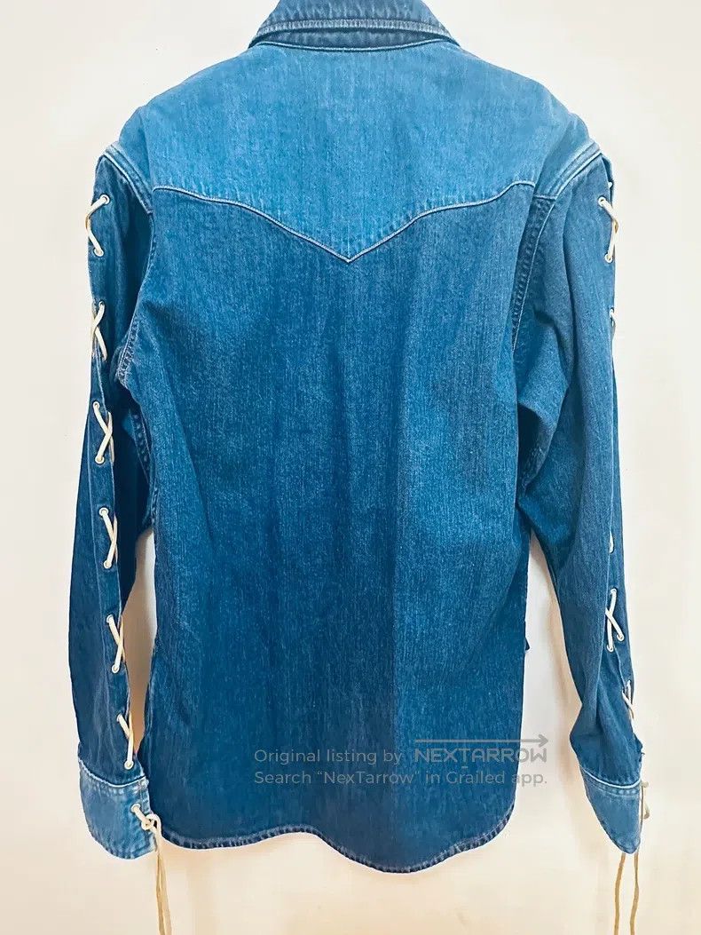Kapital Kapital Blue drawstring denim shirt with slanted pocket Size US M / EU 48-50 / 2 - 2 Thumbnail