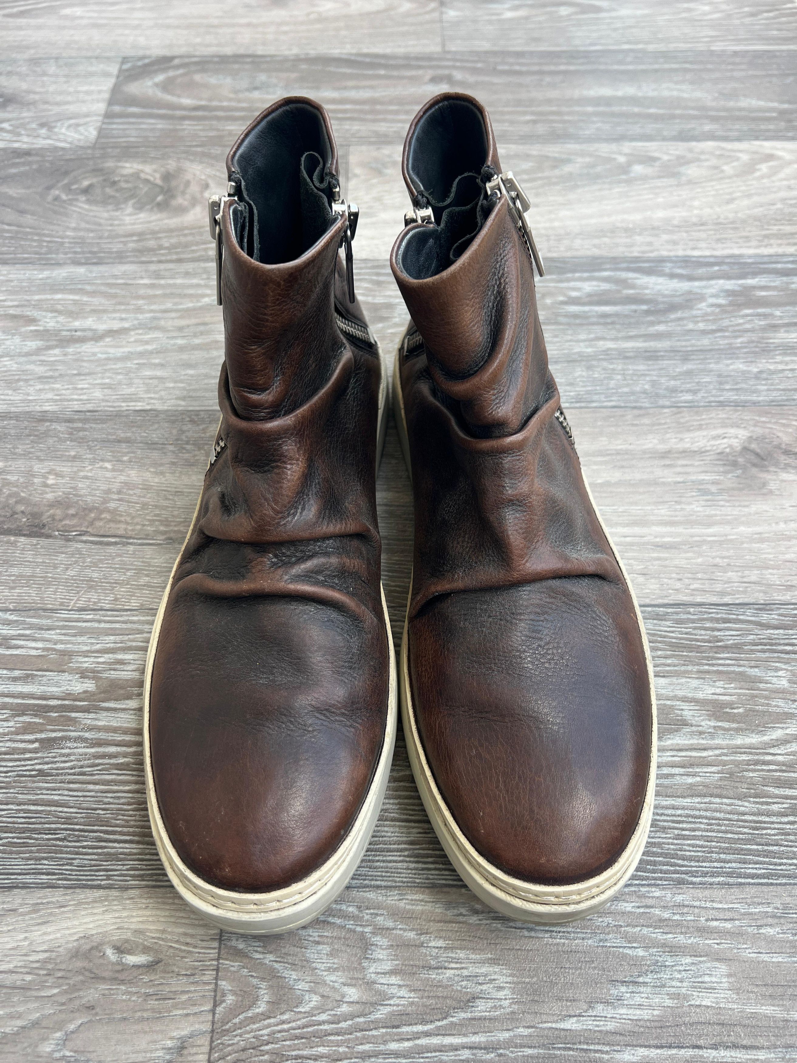John Varvatos John Varvatos 315 Mac Double-Zip Leather Sneakers Sz 43 Size US 9.5 / EU 42-43 - 3 Thumbnail