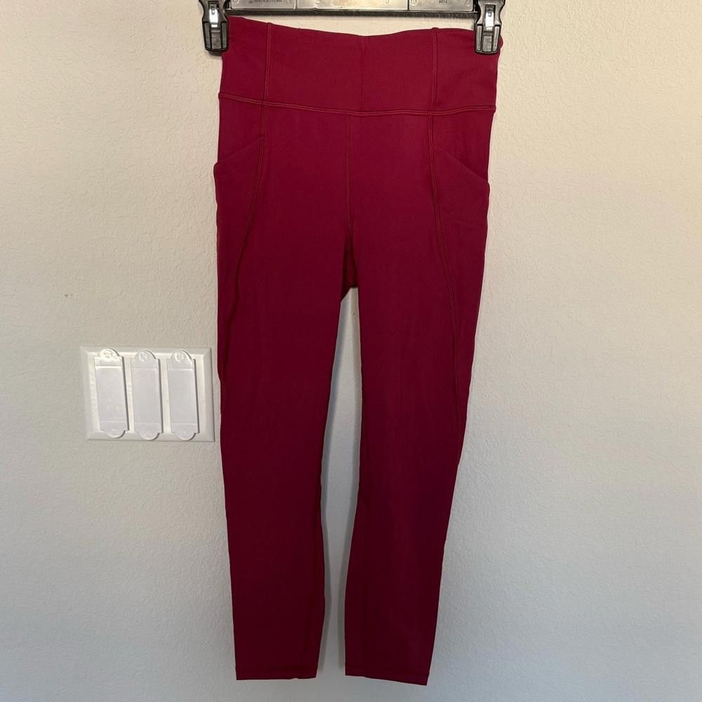Lululemon Lululemon Time To Sweat Crop Legging Star Ruby Berry Pink 6 Size 28" / US 6 / IT 42 - 3 Thumbnail