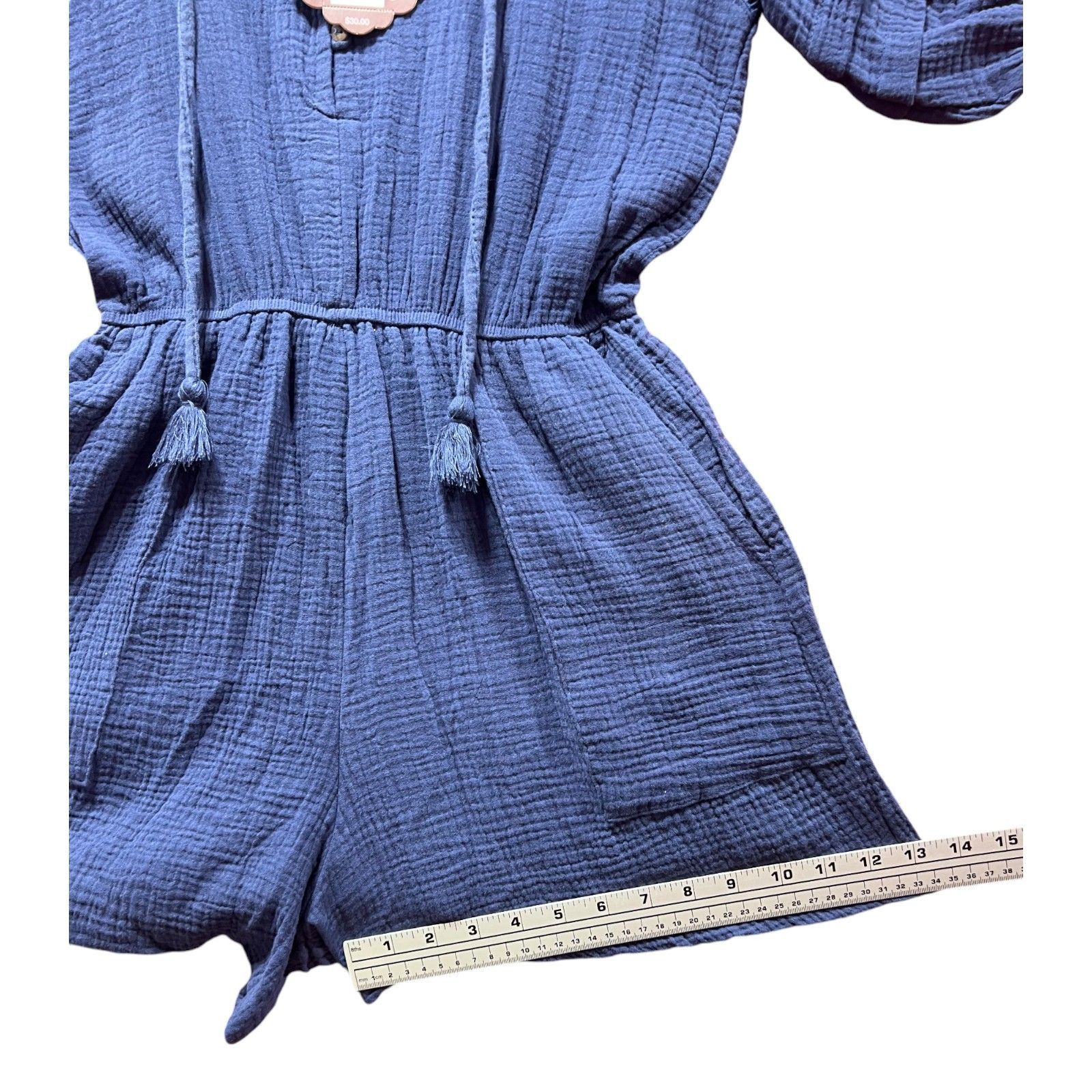 Other Knox Rose - Women's Short Sleeve Gauze Romper - Navy Blue - Size ONE SIZE - 8 Thumbnail
