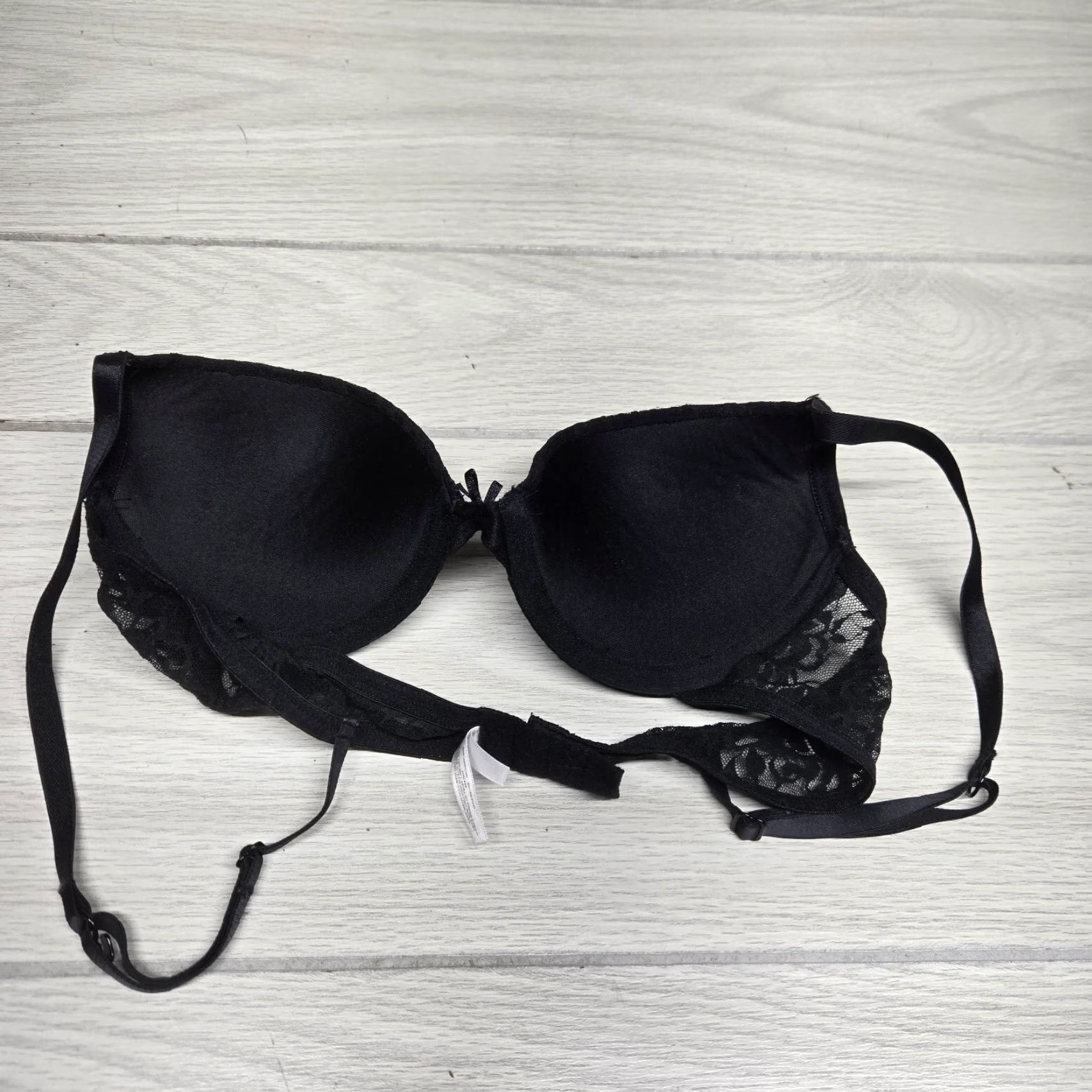 Vintage SO Bra Women 34A Black Lace Underwire Full Coverage T-Shirt Sports Push Up Vintage Inmates? Size ONE SIZE - 3 Thumbnail