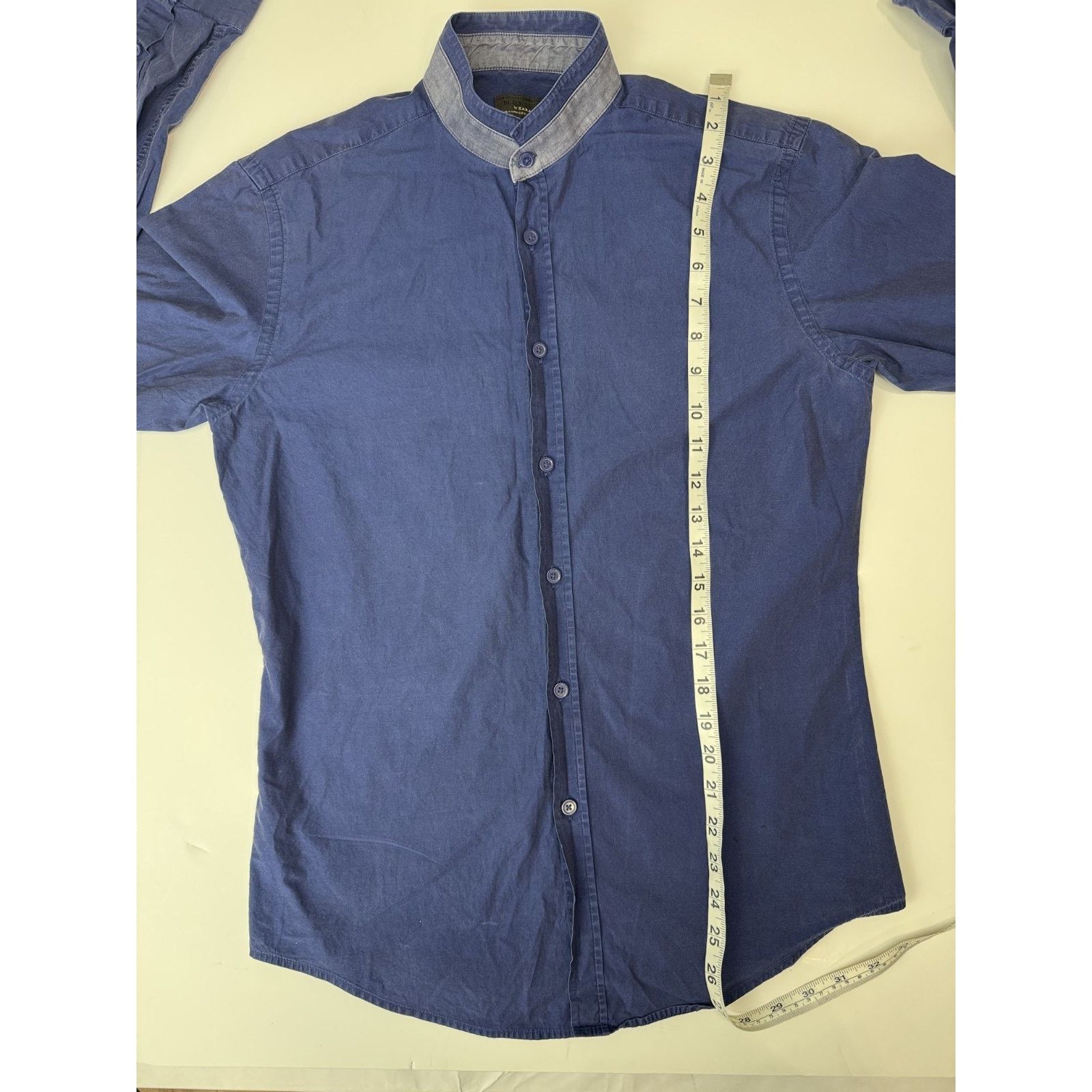 Zara Zara Man Slim Fit Blue Button-Down Shirt Stand Collar Small Size US S / EU 44-46 / 1 - 4 Thumbnail