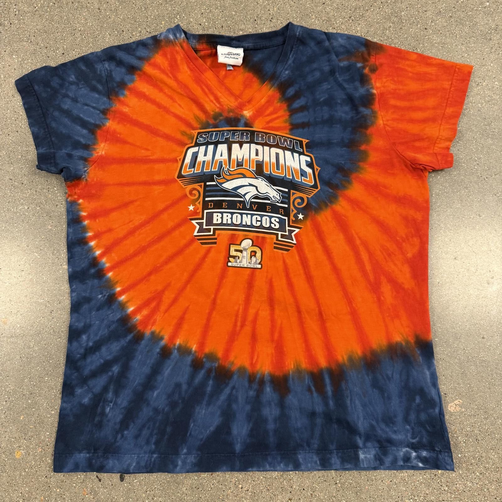 Majestic Majestic Broncos Super Bowl 50 Champs Tie-Dye Shirt XL Size XL / US 12-14 / IT 48-50 - 1 Thumbnail