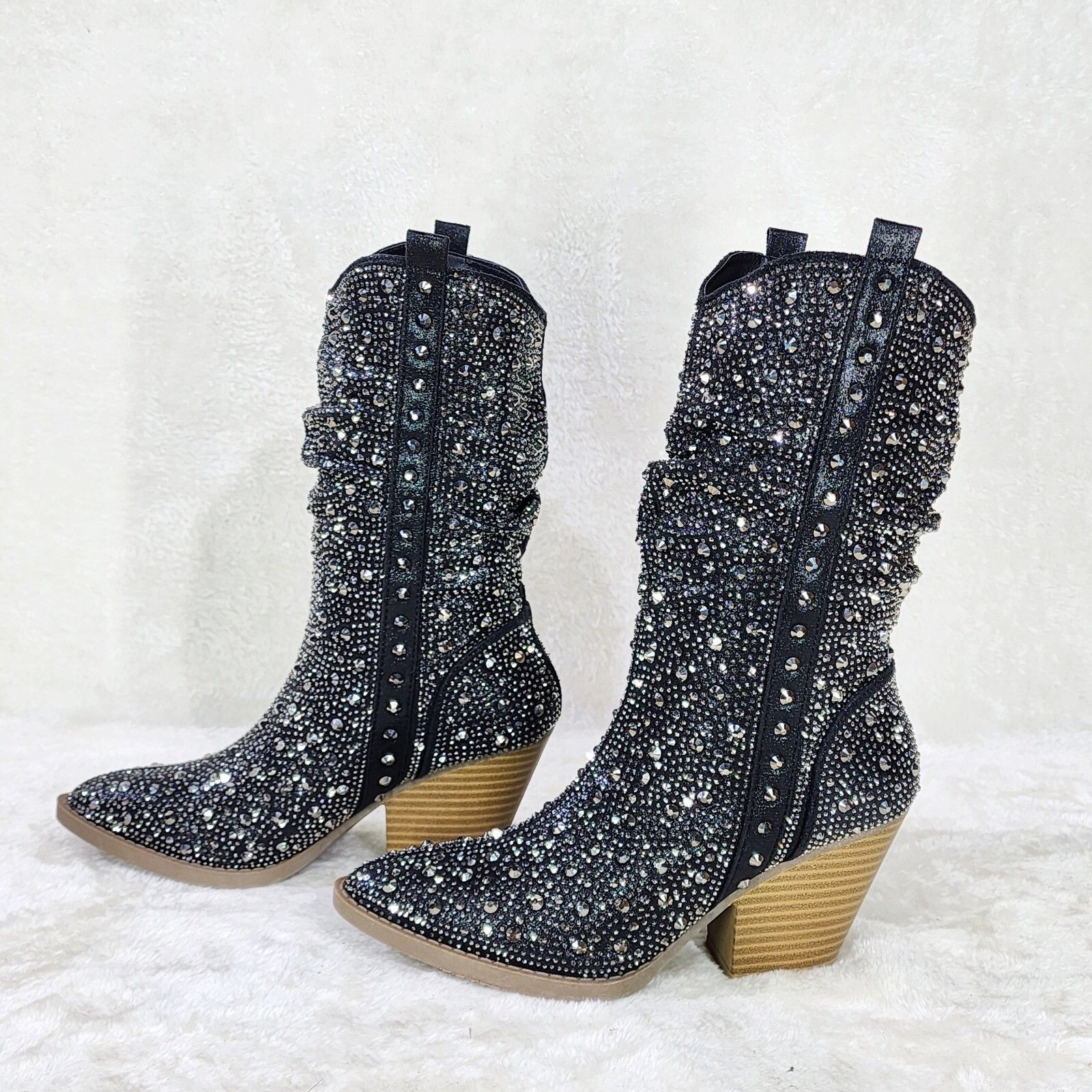 Other Angel Riders Rhinestones Country Glam Western Cowgirl Slouch Size US 7.5 / IT 37.5 - 1 Thumbnail