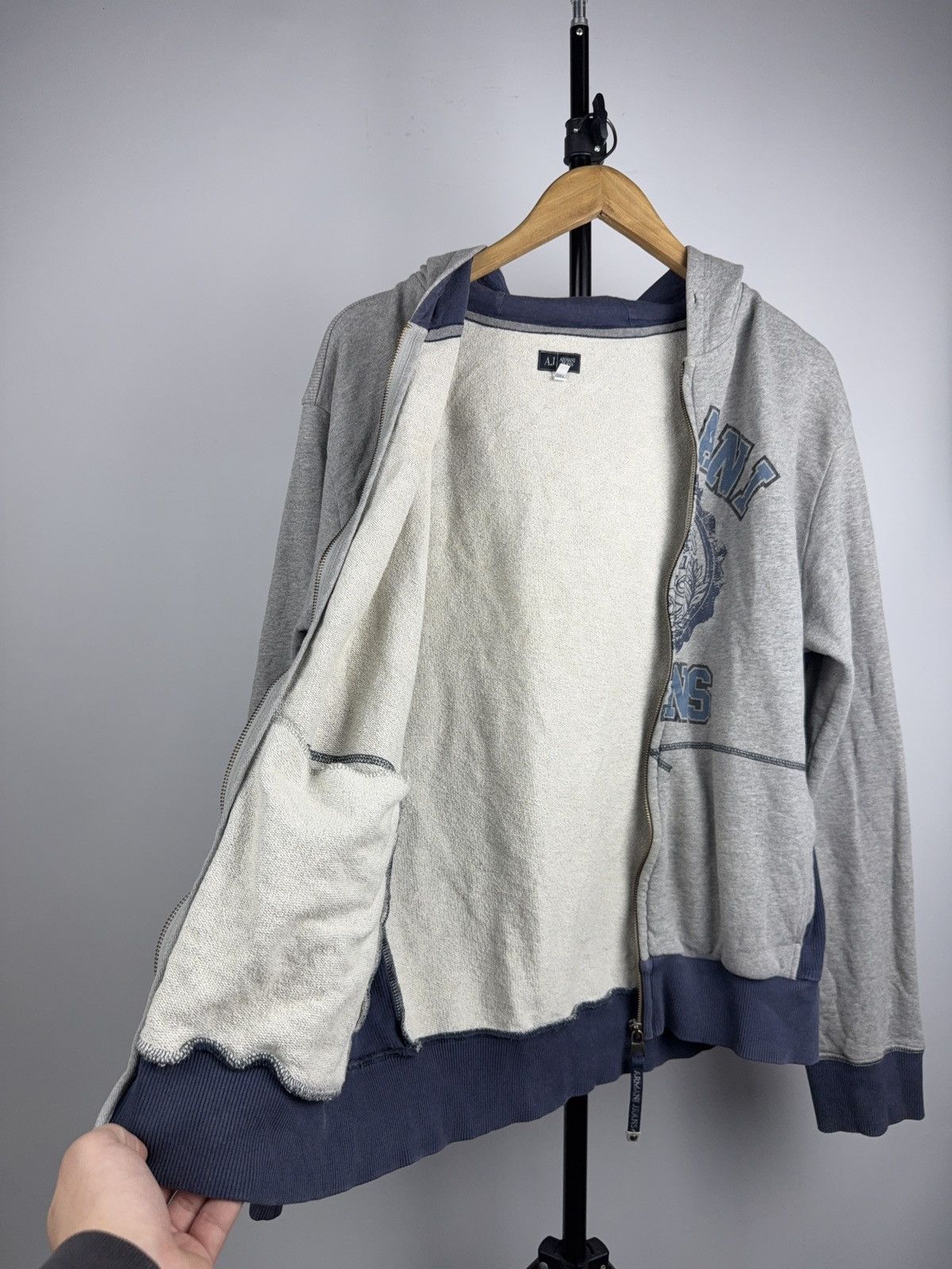 Giorgio Armani Luxury Armani Jeans AJ Faded Zip Hoodie Y2K Logo Sweatshirt Size US M / EU 48-50 / 2 - 15 Thumbnail