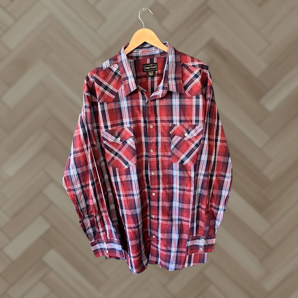 Vintage VINTAGE High Noon Shirt Men 2XL Red Pearl Snap Western Plaid Cowboy School Rodeo Size US XXL / EU 58 / 5 - 1 Thumbnail
