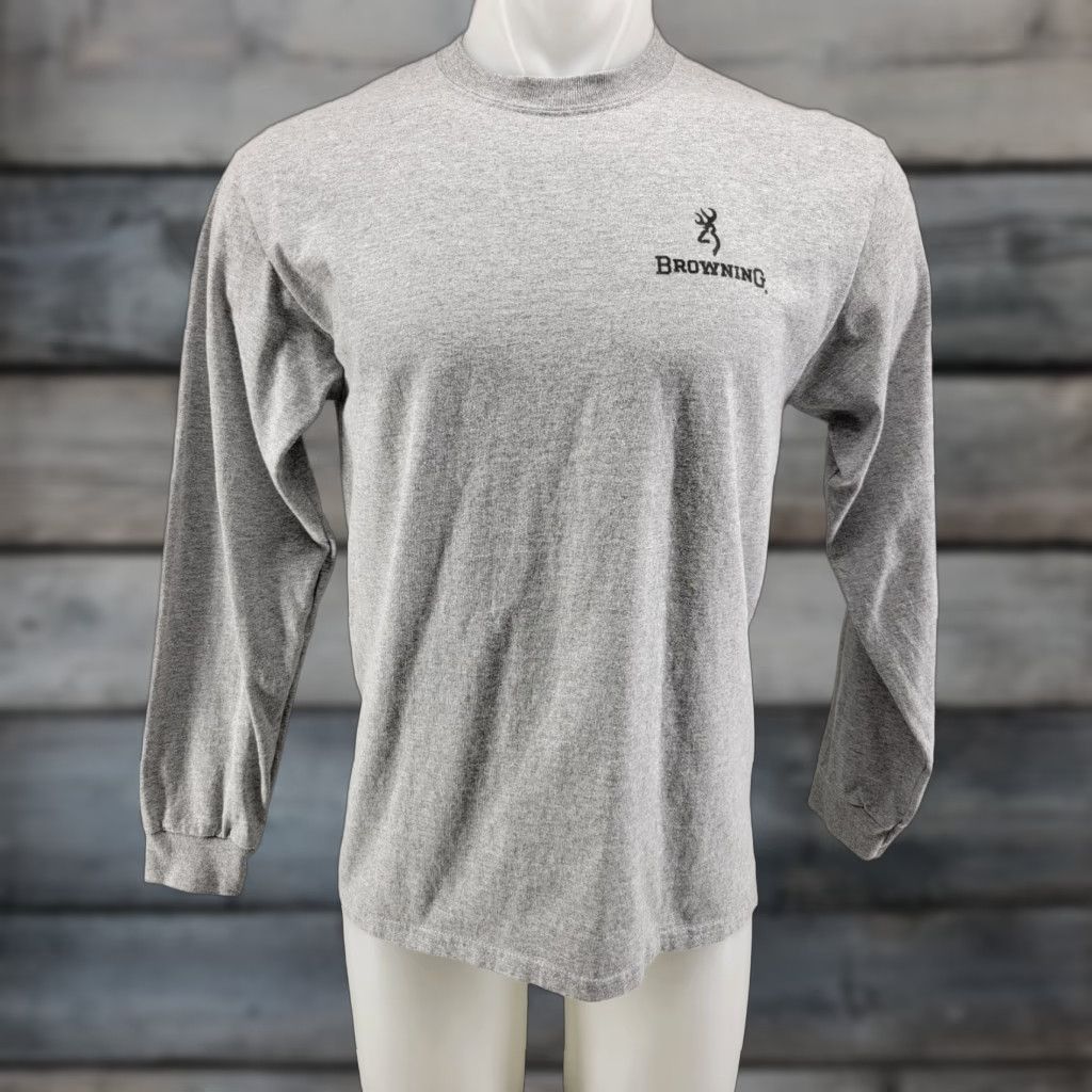 Vintage Browning Hunting Gray Long Sleeve T-Shirt Mens Medium Flag Patriotic Size US M / EU 48-50 / 2 - 1 Thumbnail
