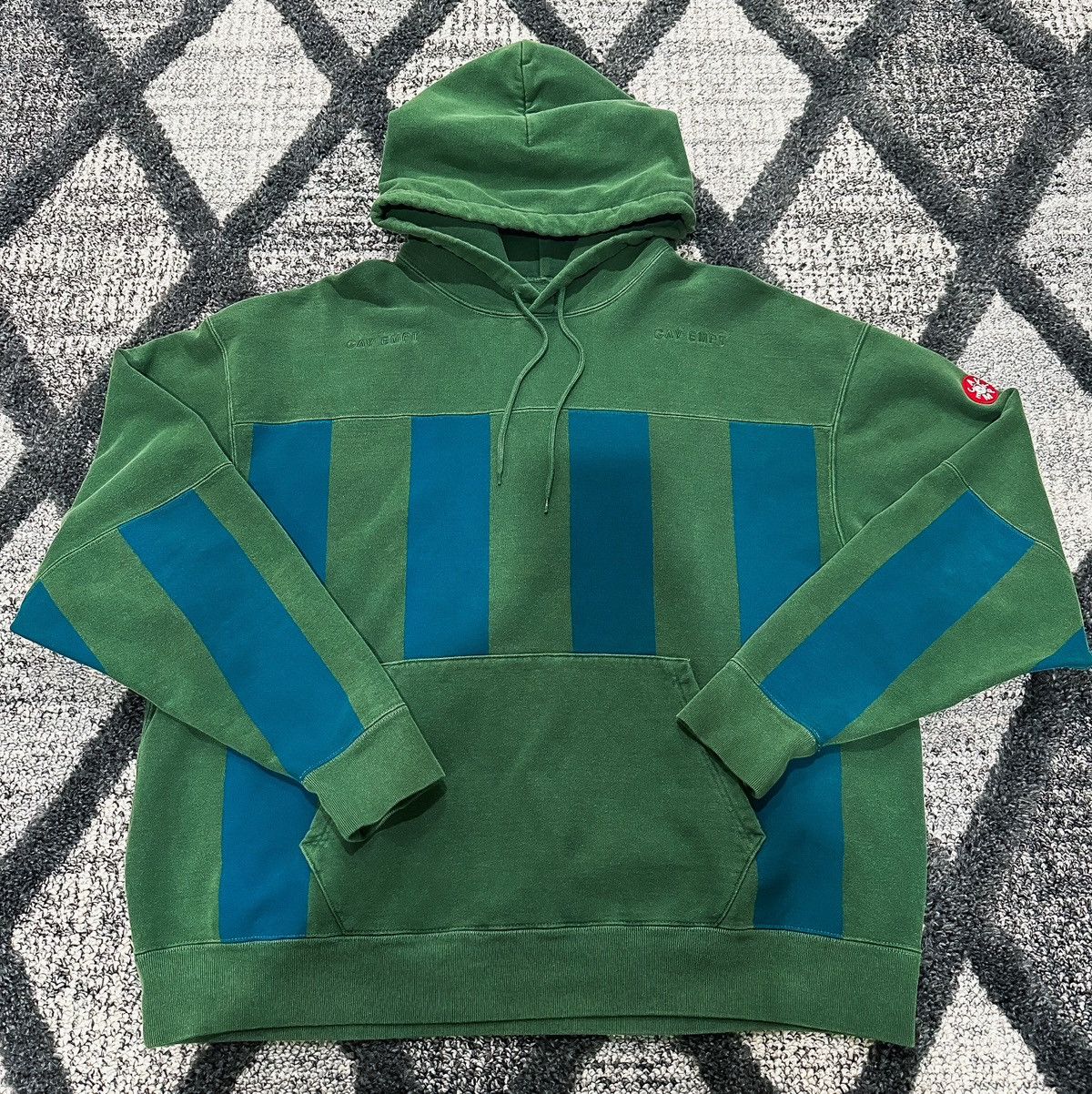 image of Cav Empt Overdye Stripe Print Heavy Hoodie - (Xl) in Green, Men's