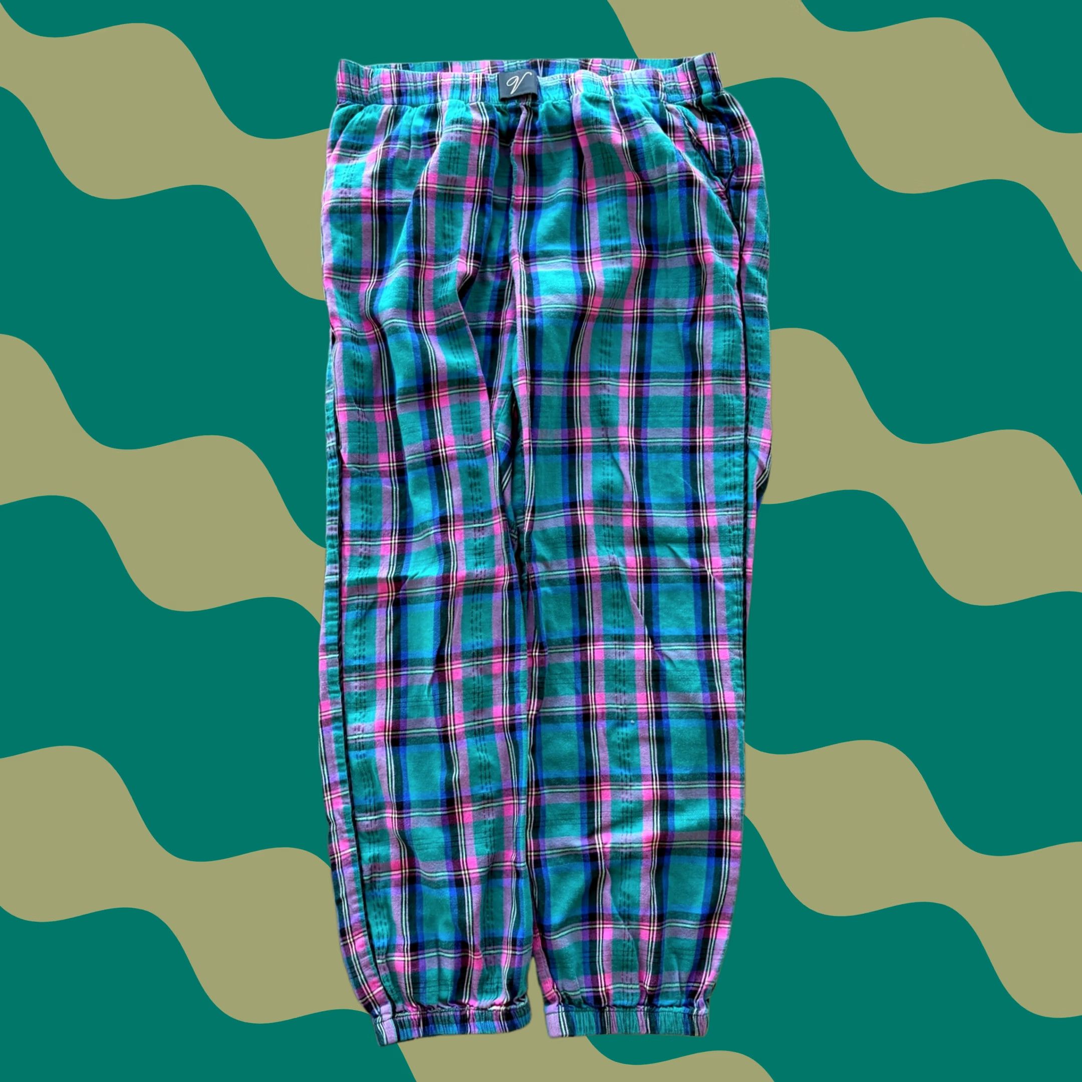 Victoria's Secret VINTAGE Victoria's Secret Plaid Lounge Sweatpants Teal Pink Women's Small XS? Size 28" / US 6 / IT 42 - 1 Thumbnail