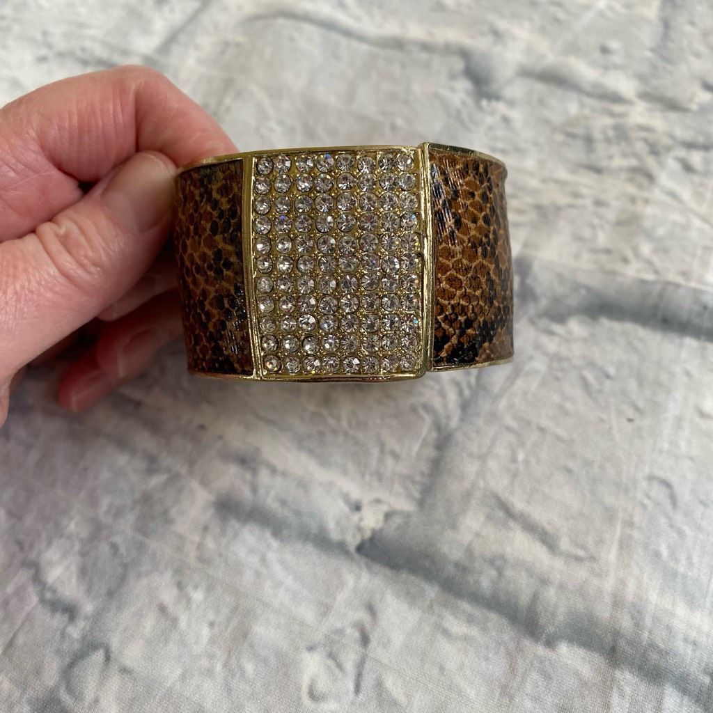 Other Cuff Bracelet w/snap clasp reptile print with faux crystals Size ONE SIZE - 2 Thumbnail