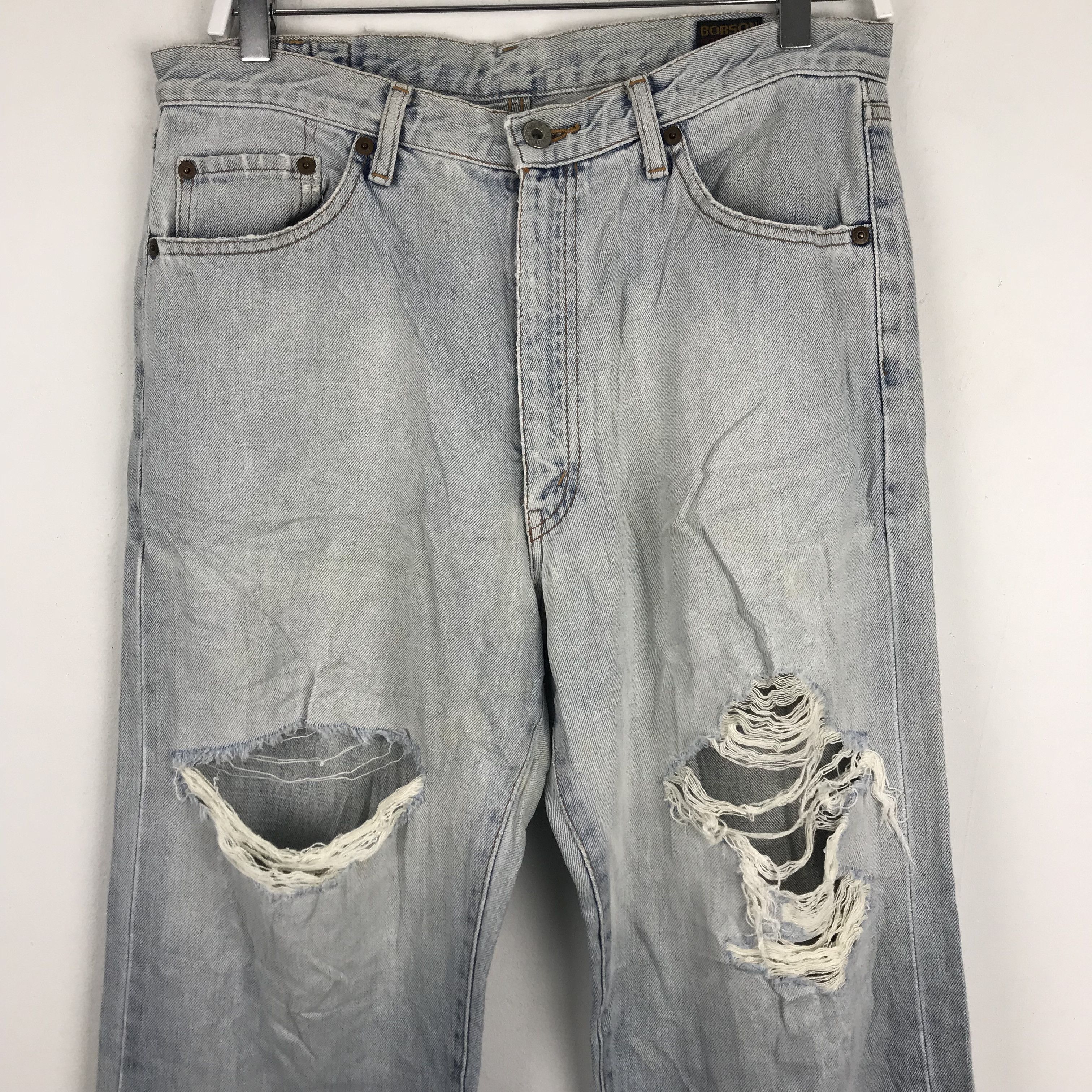 Japanese Brand X224 VTG BOBSON RIPPED FADED JEANS KURT COBAIN STYLE Size US 34 / EU 50 - 2 Thumbnail