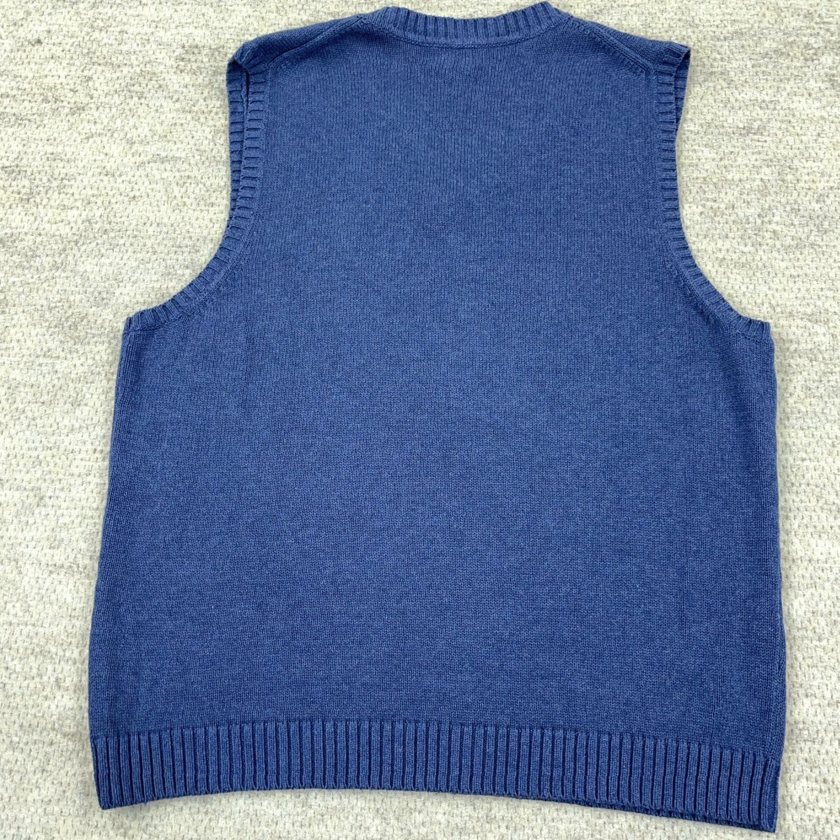 Vintage LL Bean Sweater Vest Men XL Blue V Neck Heavy Knit Ribbed Pullover Adult Size US XL / EU 56 / 4 - 5 Thumbnail