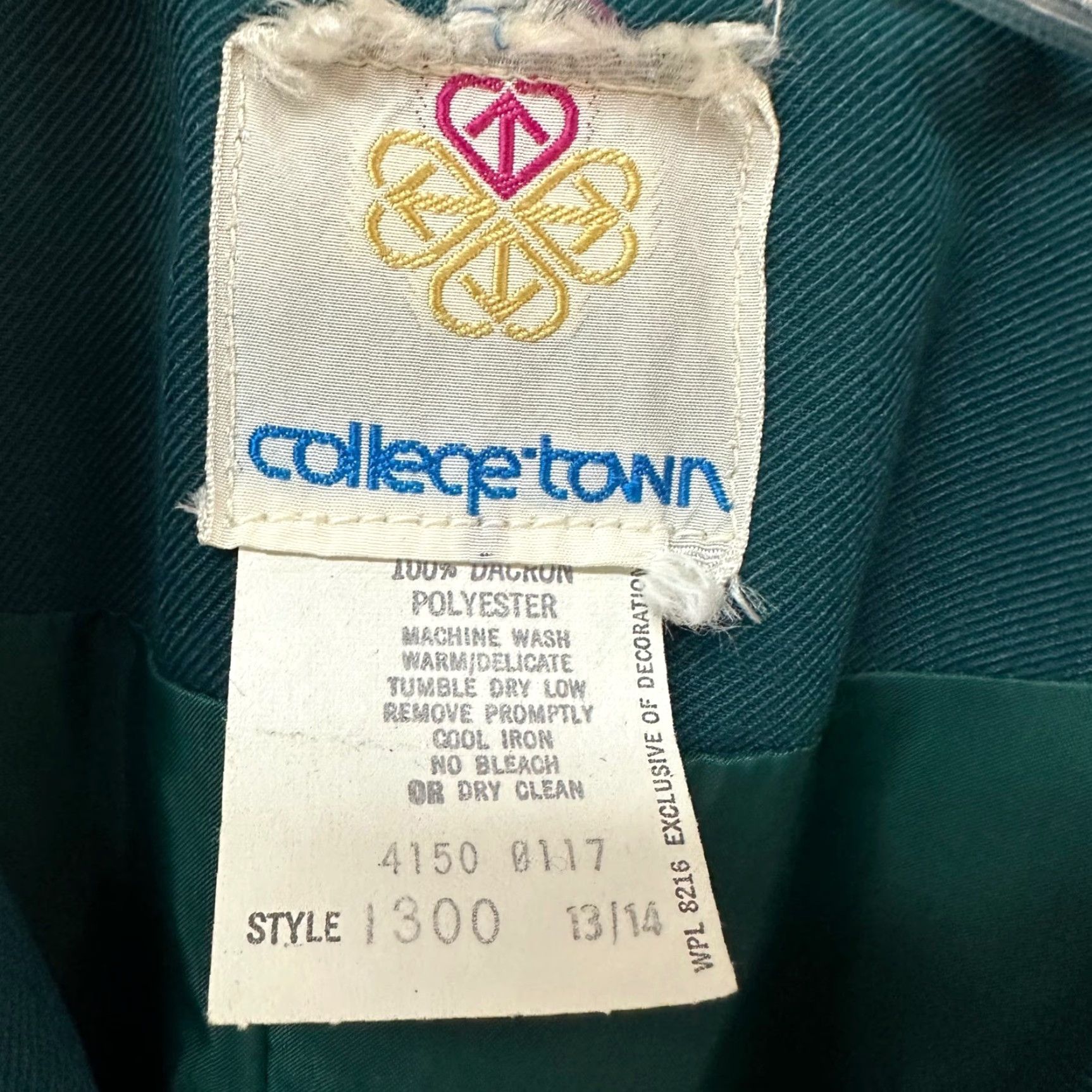 VINTAGE College-Town Teal Green Blazer Jacket 70s ILGWU Union Made 