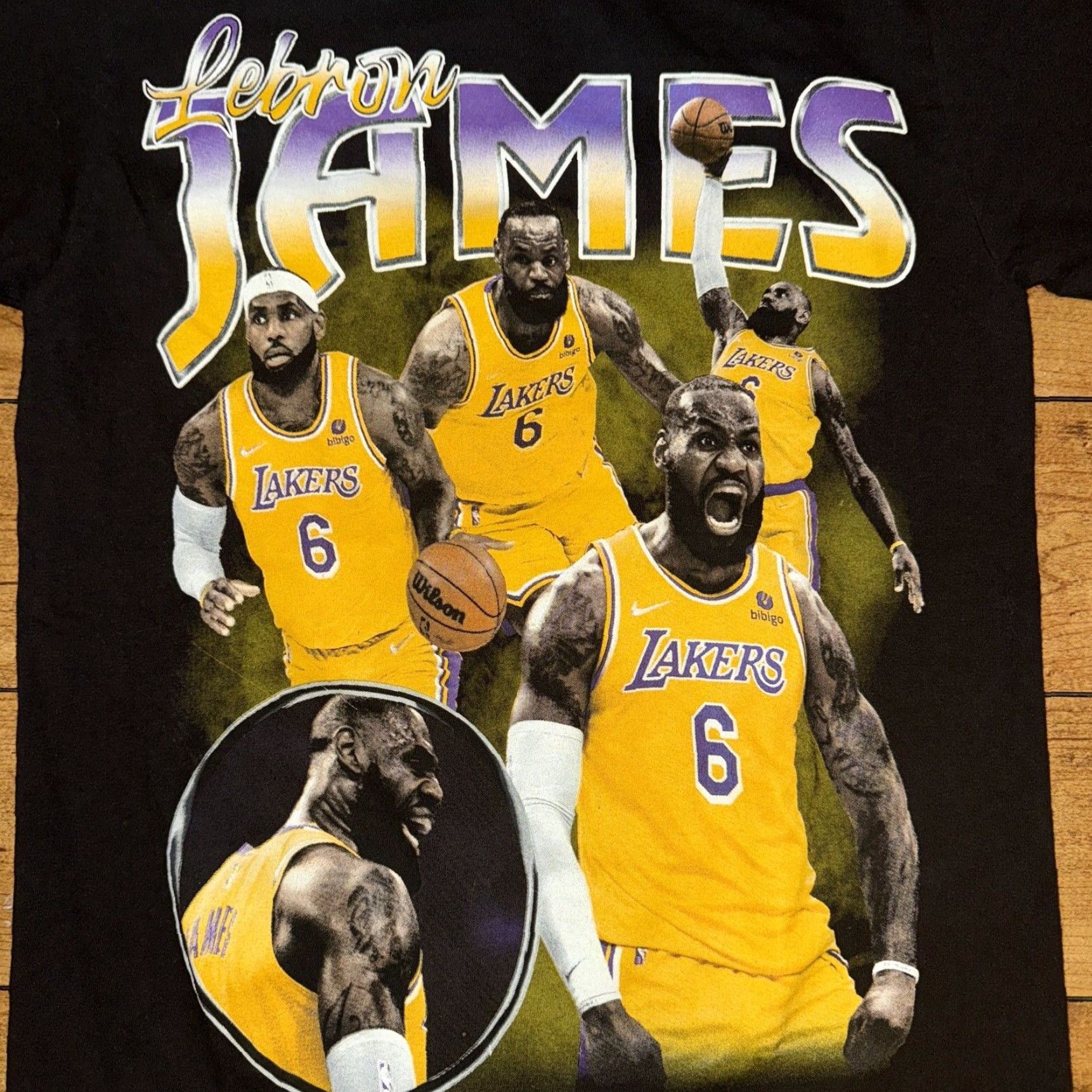 Vintage LeBron James Laker Rap Tee Black Small 17x26 Shirt Mens Regular Short Sleeve Crew Neck Cotton Knit Sports NBA 2010s (if applicable) Size US S / EU 44-46 / 1 - 2 Thumbnail