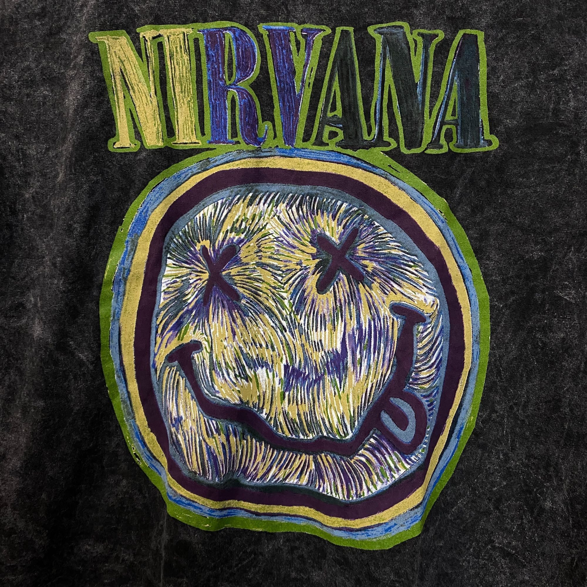 Nirvana Nirvana Smiley Face Acid Wash Tshirt size large Size US L / EU 52-54 / 3 - 2 Thumbnail