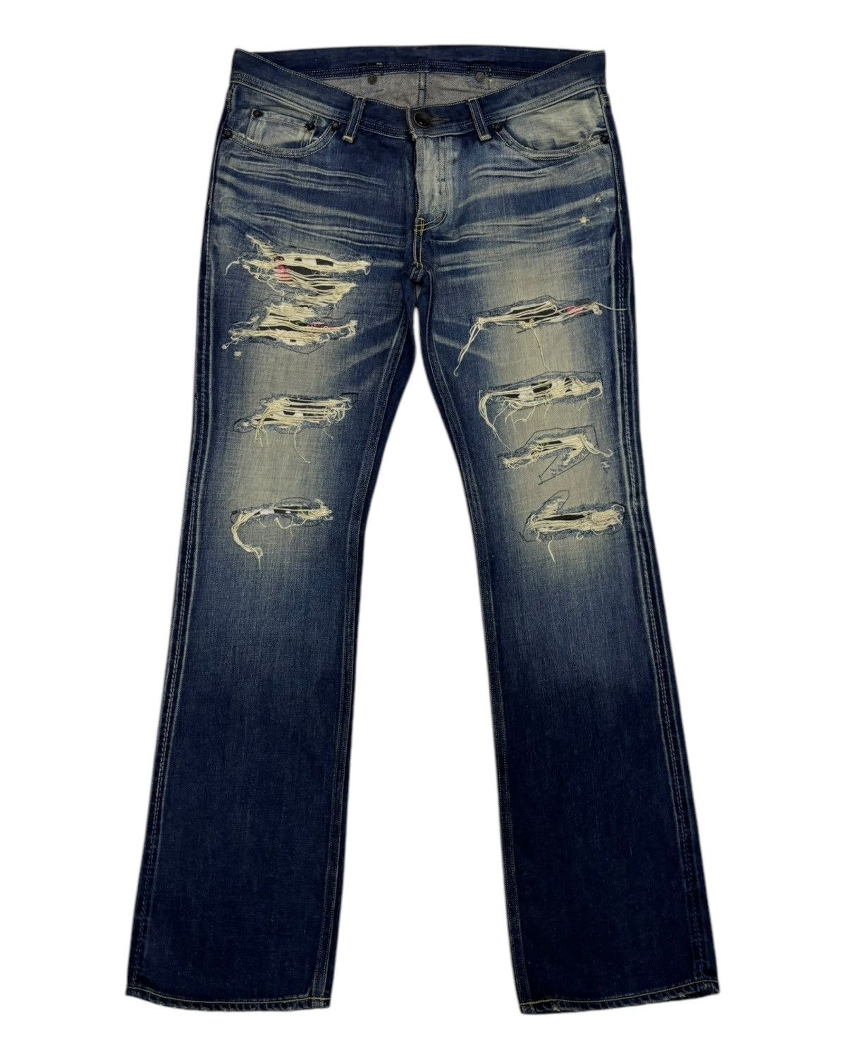 If Six Was Nine 💥Y2K Rodeo Made In Japan Rockstar Distressed Denim Jeans Size US 33 - 7 Thumbnail