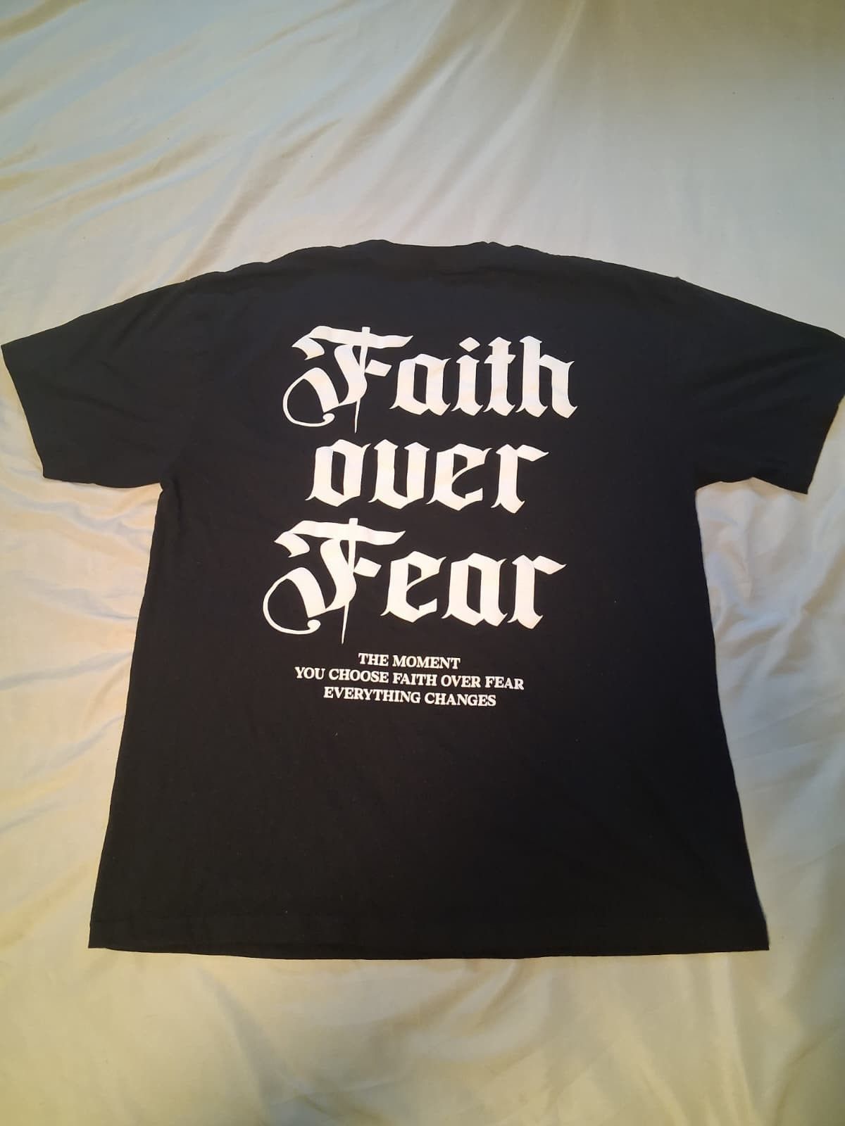 Other Twisted Label Faith Over Fear‎ Black T-Shirt Men's L Size US L / EU 52-54 / 3 - 3 Thumbnail