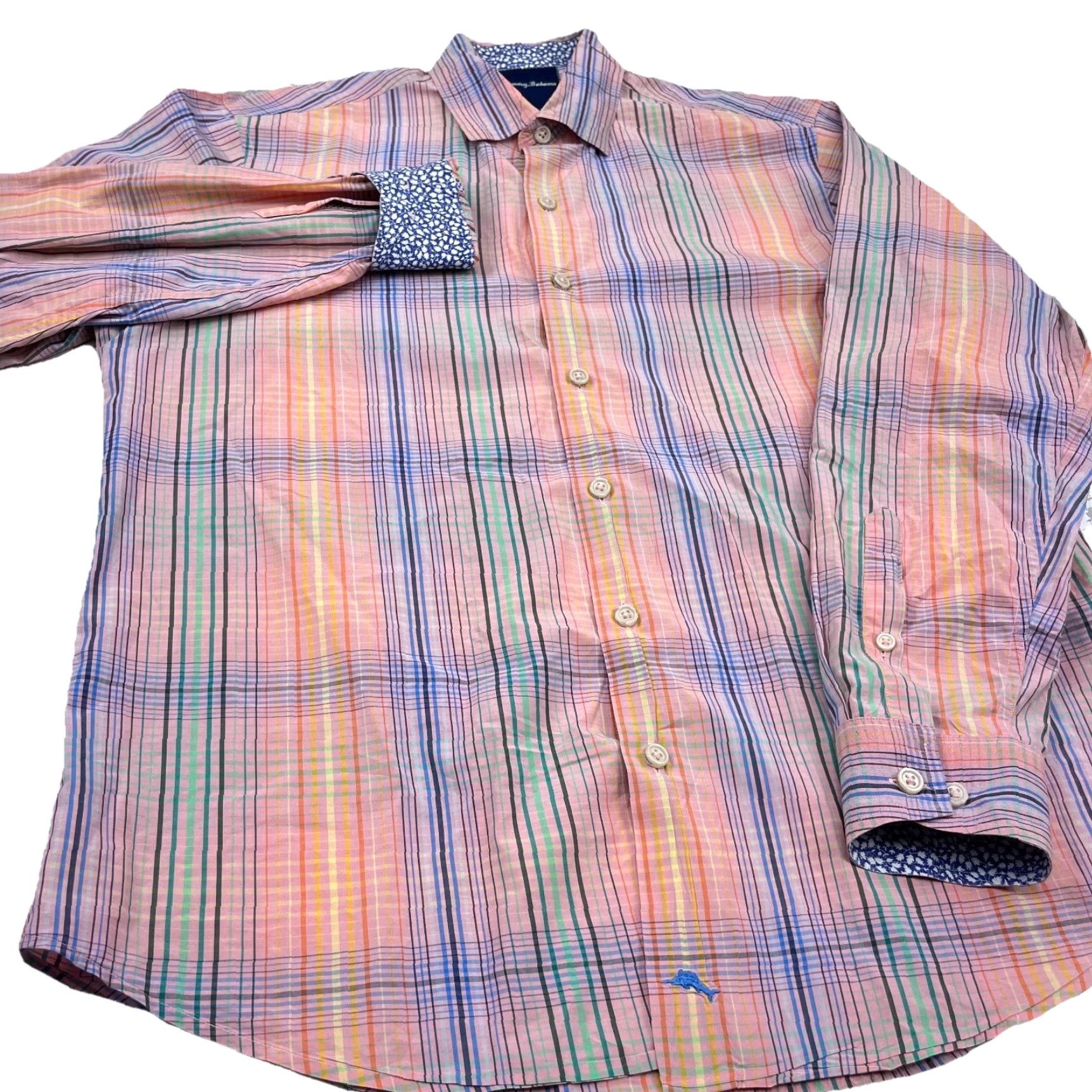 Tommy Bahama Tommy Bahama Shirt Men Medium Pink Plaid Button-Up Casual Beach Classic Size 40R - 4 Thumbnail