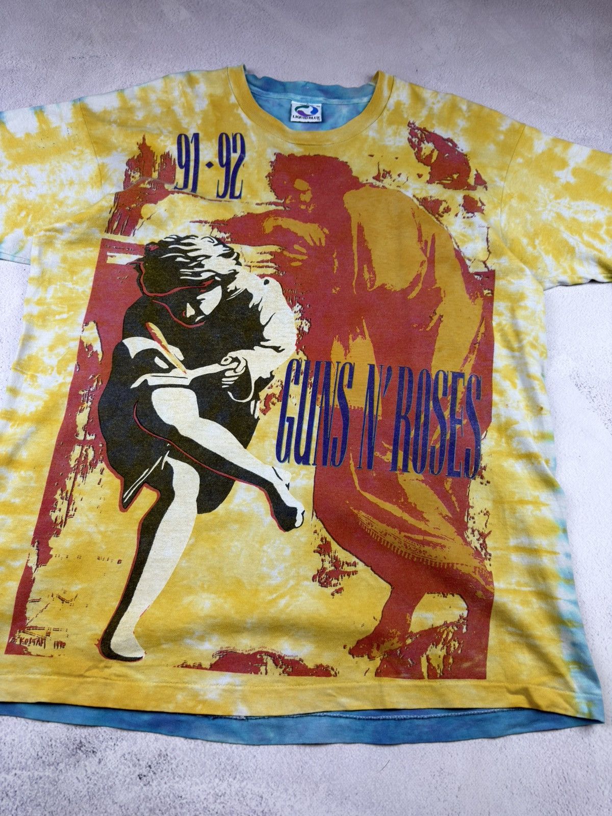 Liquid Blue 1991 Guns N' Roses Use Your Ilusion Tour Liquid Blue Tie Dye Size US XL / EU 56 / 4 - 5 Thumbnail