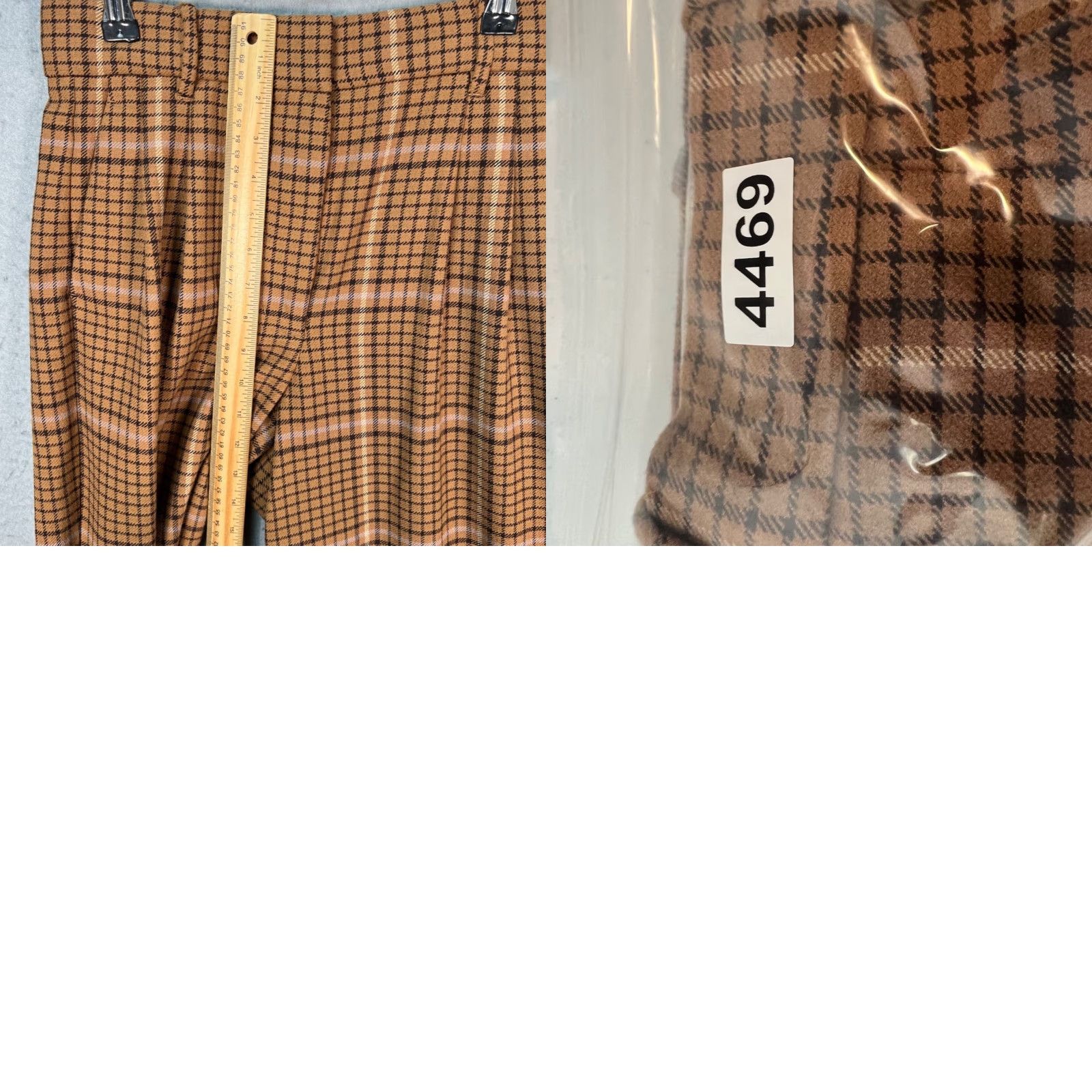 Vintage Wilfred Womens Brown High-Waisted Plaid Pleated Wide-Leg Pants Size 6 Size 28" / US 6 / IT 42 - 8 Thumbnail