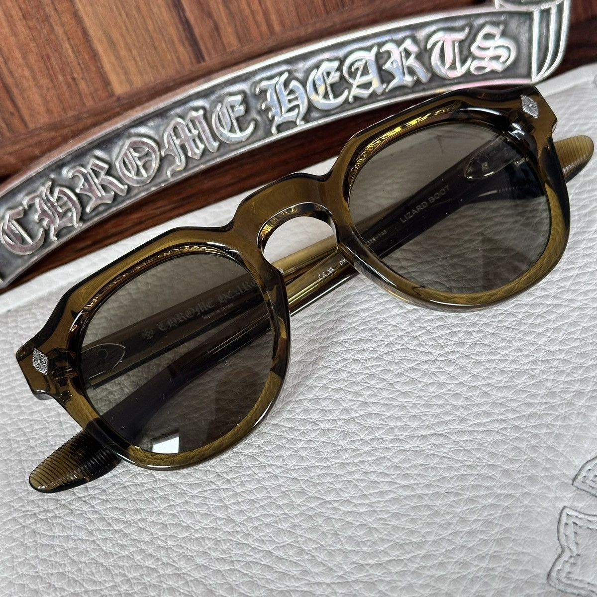 クロムハーツ CHROME HEARTS LIZARD BOOT SUNGLASSES Chrome Hearts Chrome Hearts Lizard Boot Sunglasses | Grailed