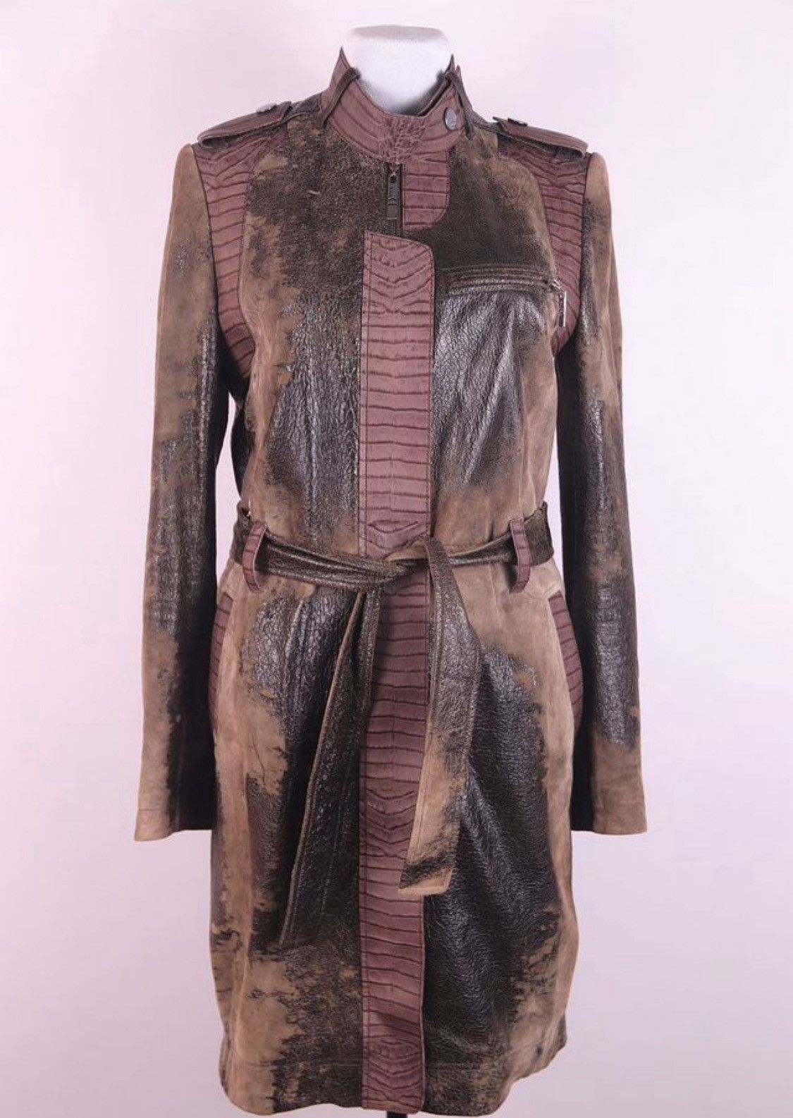 Dior Christian Dior Galliano 2006 Crocodile Embossed Leather Coat Size XS / US 0-2 / IT 36-38 - 1 Thumbnail