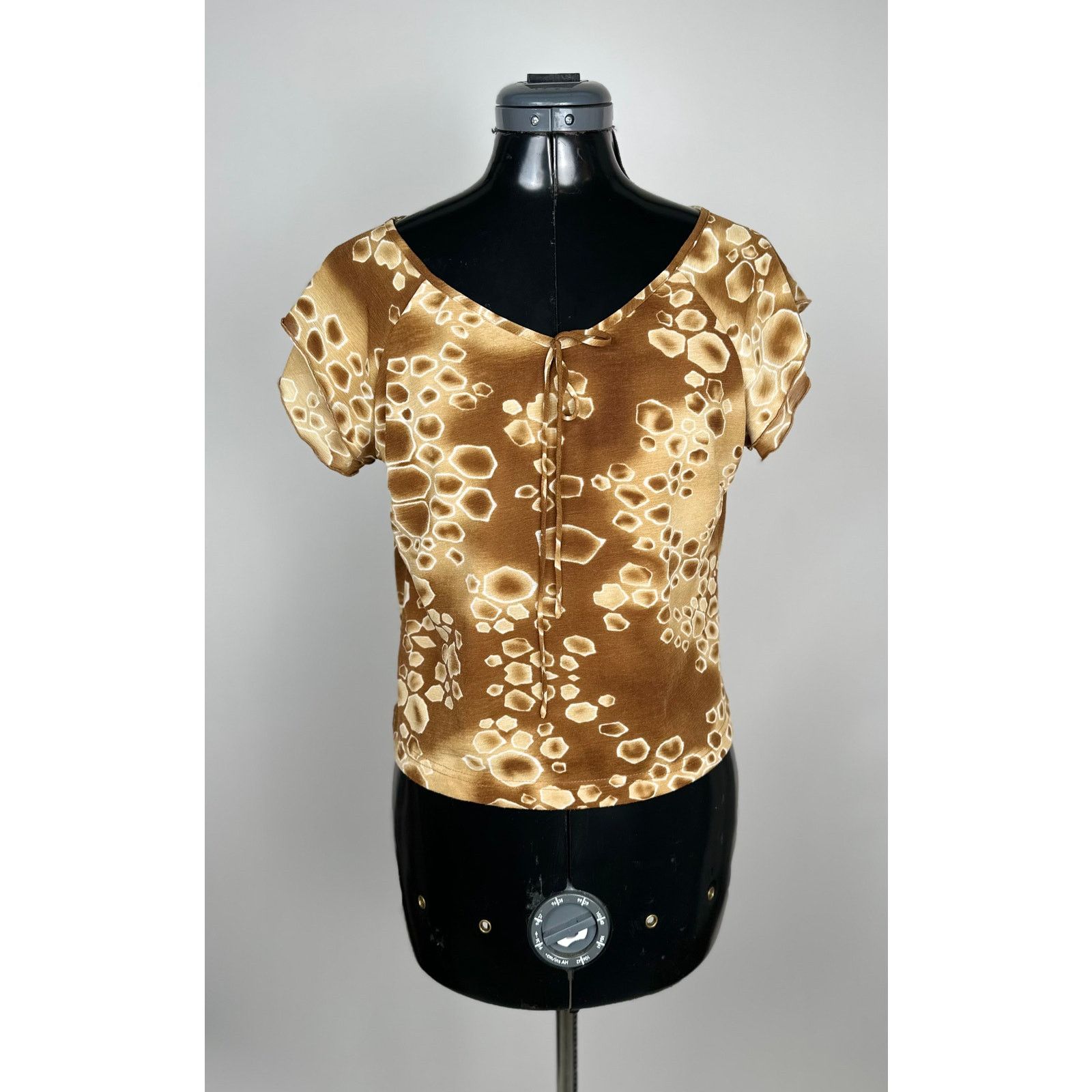 Other Vintage Cream/Brown Patterned Top Size S / US 4 / IT 40 - 1 Thumbnail