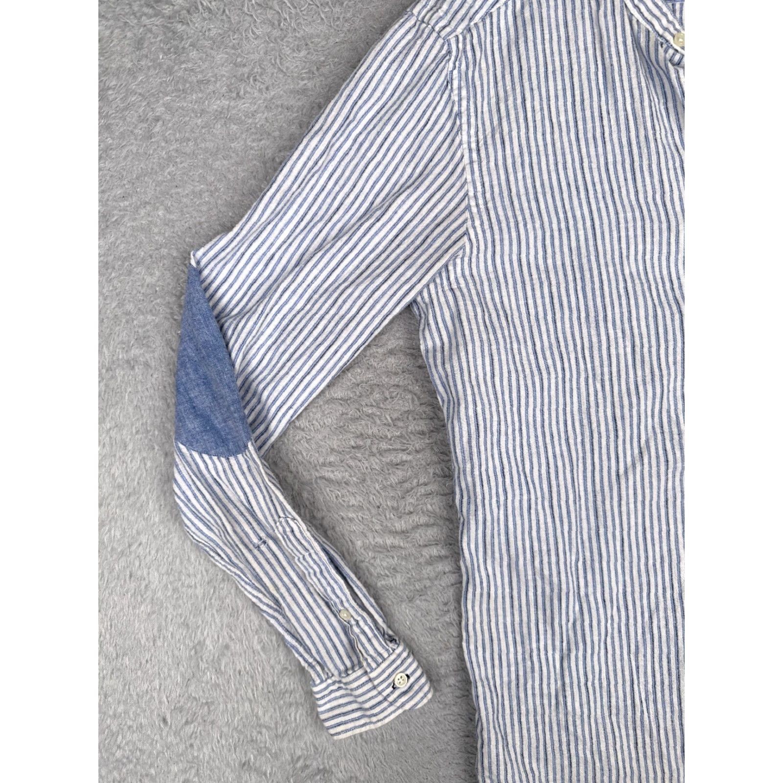 Zara Zara Shirt Women Medium Blue Stripe Button-Up Striped Slim Fit Size M / US 6-8 / IT 42-44 - 3 Thumbnail