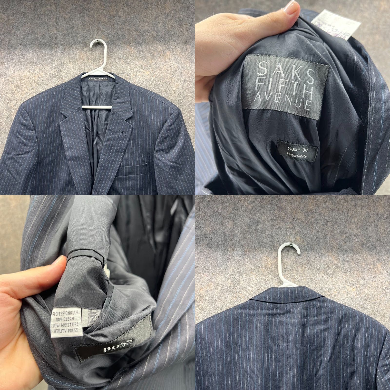 Hugo Boss VINTAGE? No. Hugo Boss Blazer Mens 42L Blue Sport Coat Jacket Striped Wool Suit Size 42R - 8 Thumbnail
