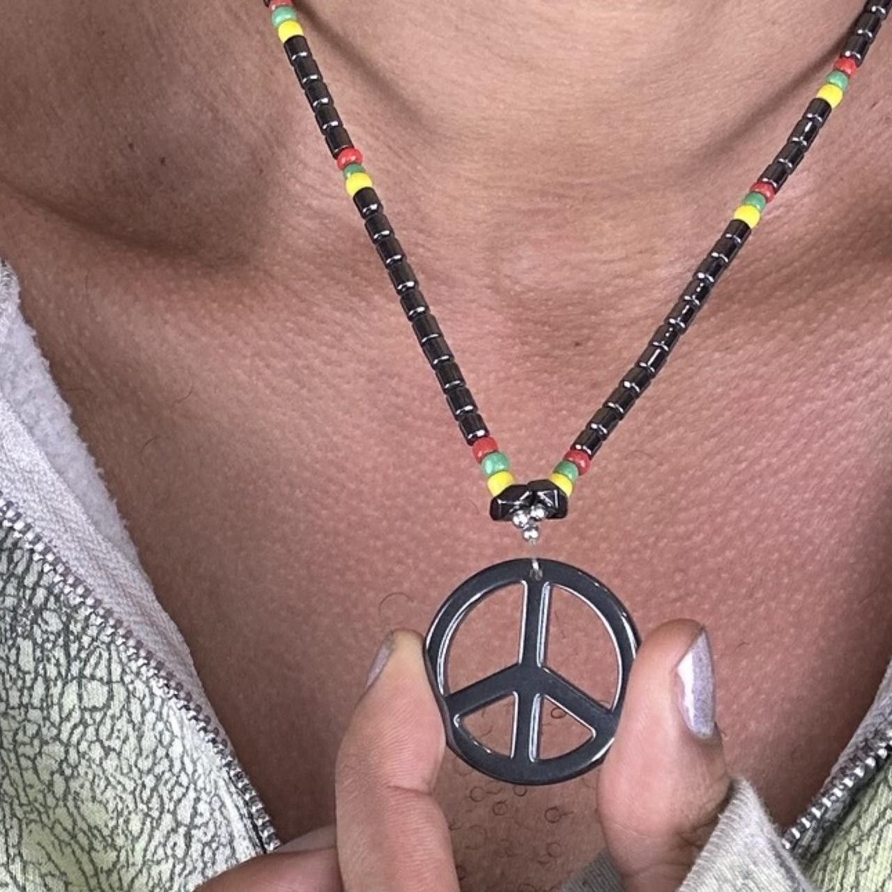 Jewelry BLACK BEADED PEACE RASTA NECKLACE Size ONE SIZE - 3 Thumbnail