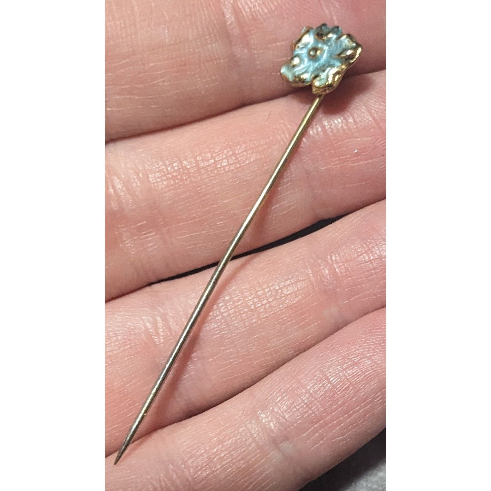 Other Vintage Blue Floral Enamel Gold Tone Stick Pin Size ONE SIZE - 5 Thumbnail