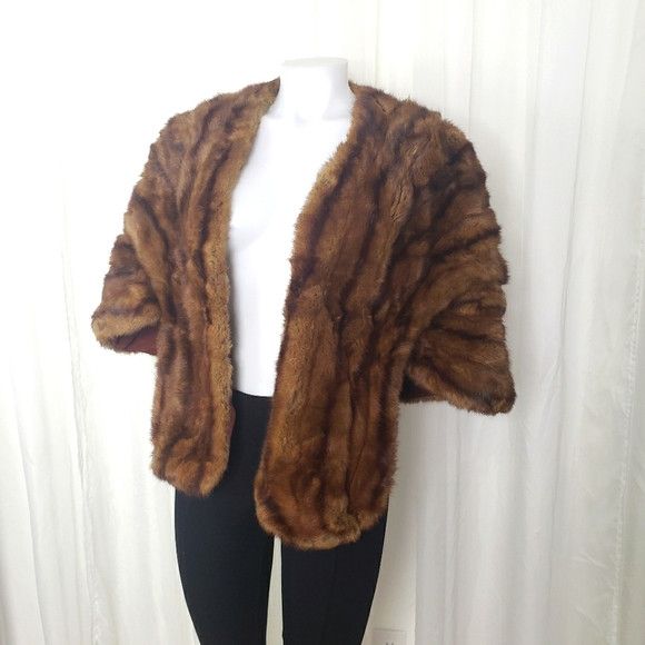 image of Non Signe Unsigned Exclusive Furs Real Fur Stole / Cape Brown, Women's (Size Medium)