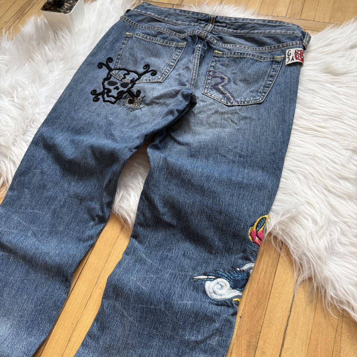If Six Was Nine 📌 Vintage Ra.Re Y2K Ed Hardy style Bootcut Low Rise Jeans Size 28" / US 6 / IT 42 - 4 Thumbnail