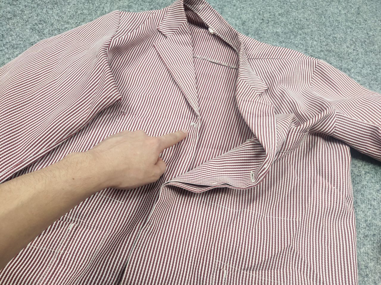 Vintage Vintage 70's Febvay Thin red stripe French Work Jacket Size US L / EU 52-54 / 3 - 16 Thumbnail