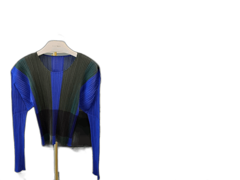 Issey Miyake Blue and Black Pleated Top and Pants Set-yf Size US M / EU 48-50 / 2 - 1 Thumbnail